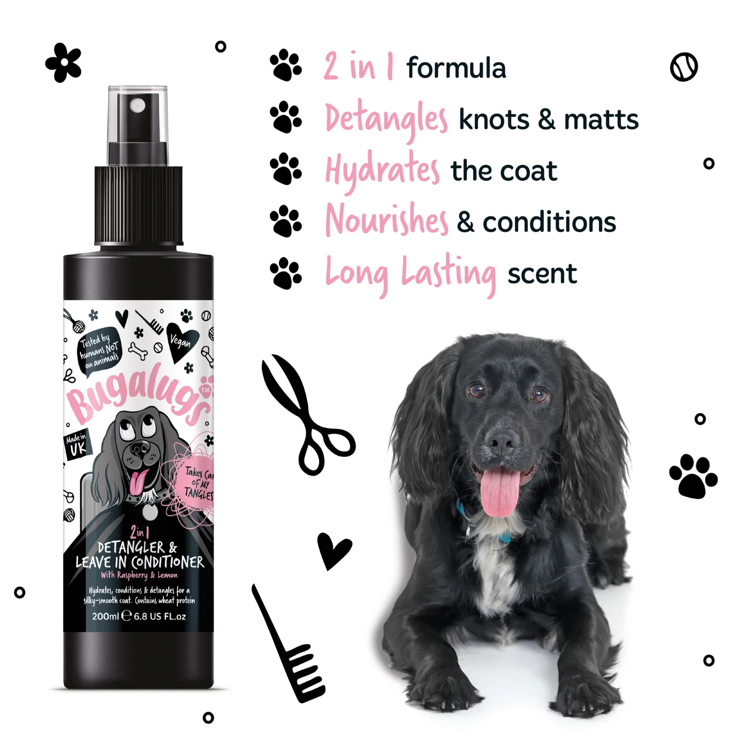 2-in-1 Detangler & Leave in Conditioner with Raspberry & Lemon for Dogs - Image 4