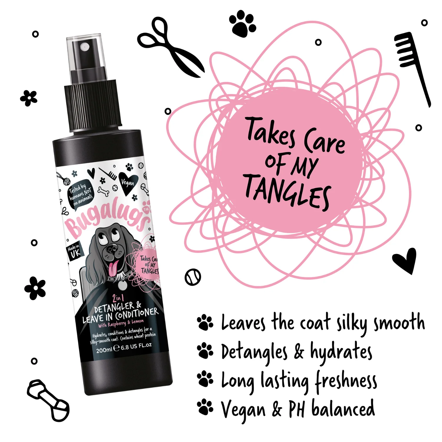 2-in-1 Detangler & Leave in Conditioner with Raspberry & Lemon for Dogs - Image 5