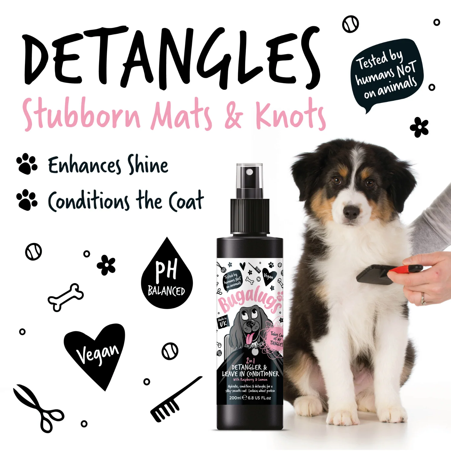 2-in-1 Detangler & Leave in Conditioner with Raspberry & Lemon for Dogs - Image 6