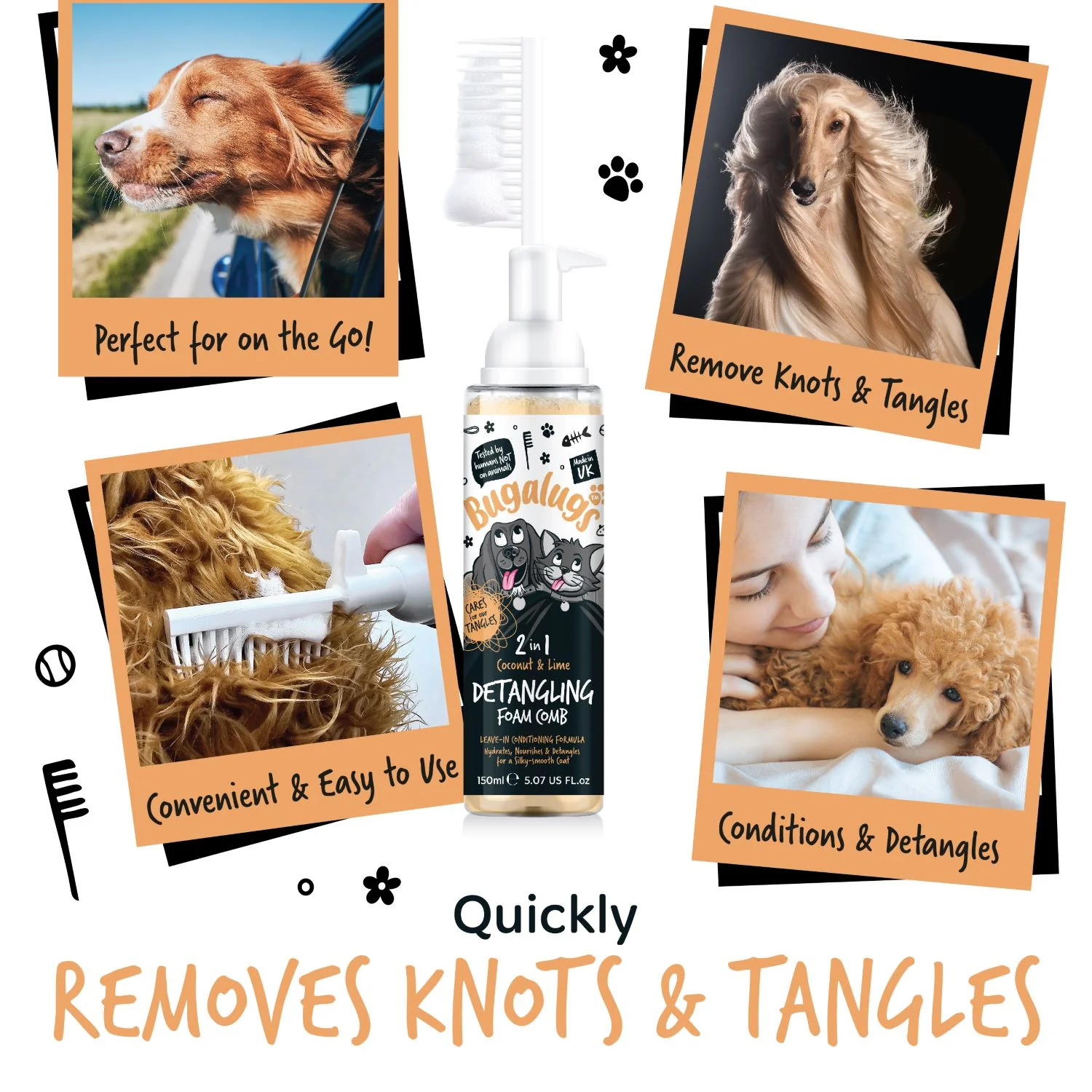 Coconut & Lime 2-in-1 Detangling Foam Comb for Dogs & Cats - Image 7