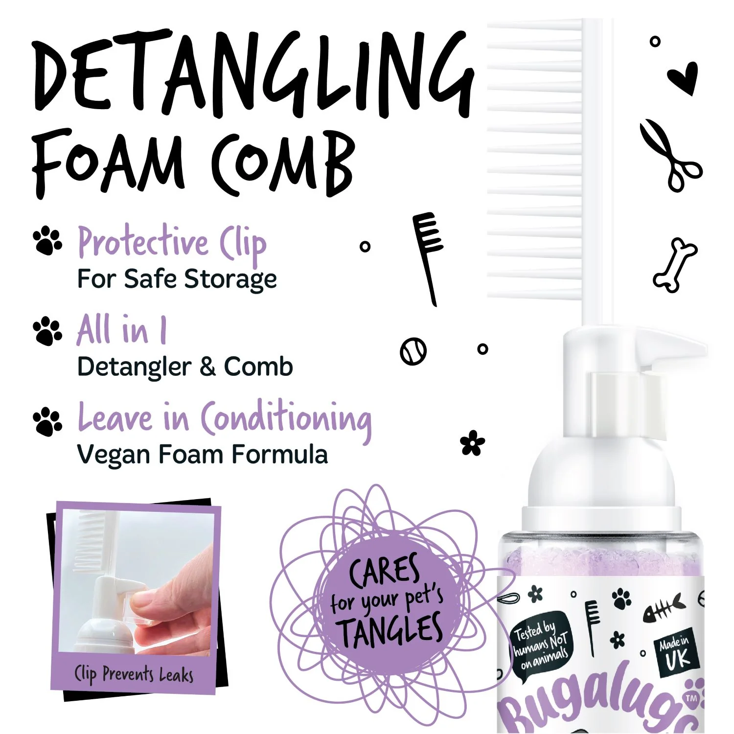 Lavender & Chamomile 2-in-1 Detangling Foam Comb for Dogs & Cats - Image 3