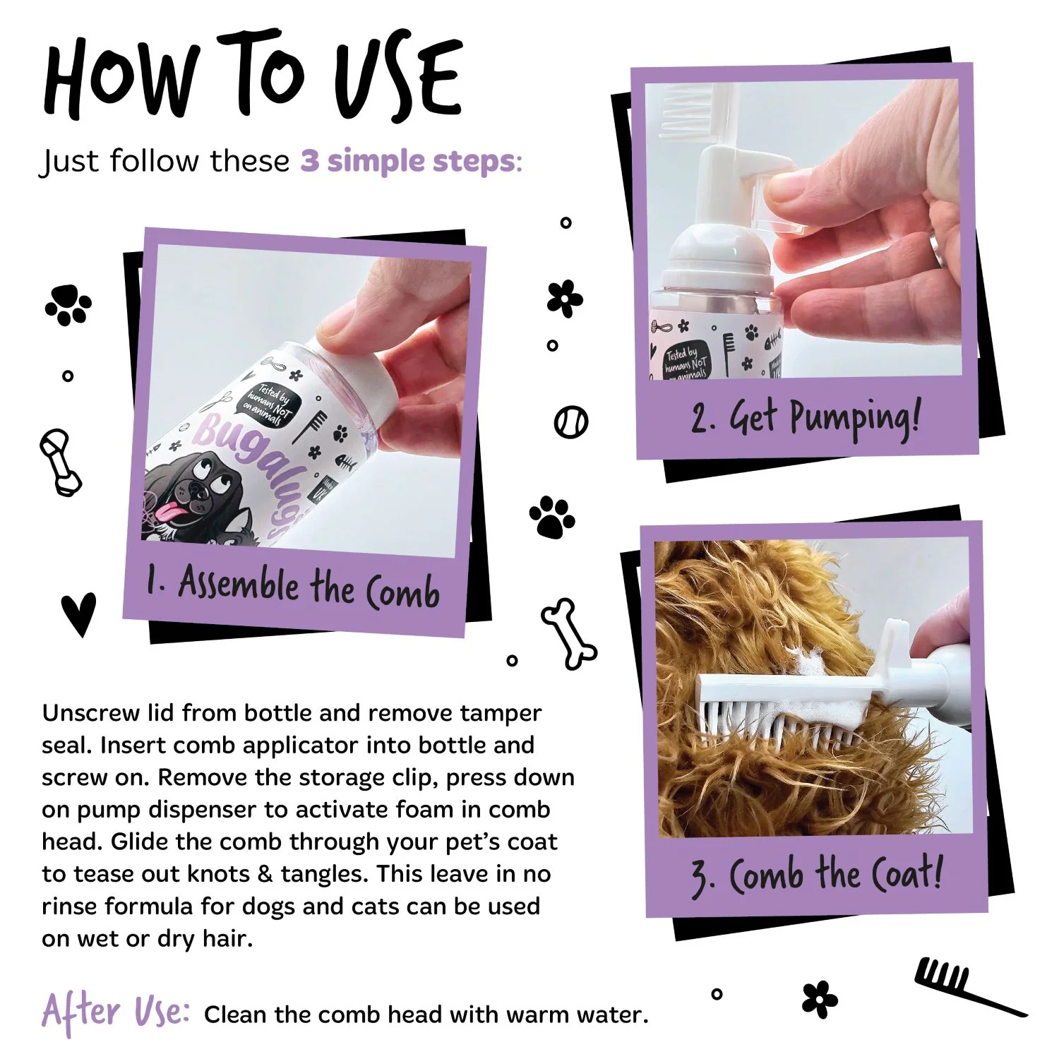 Lavender & Chamomile 2-in-1 Detangling Foam Comb for Dogs & Cats - Image 5