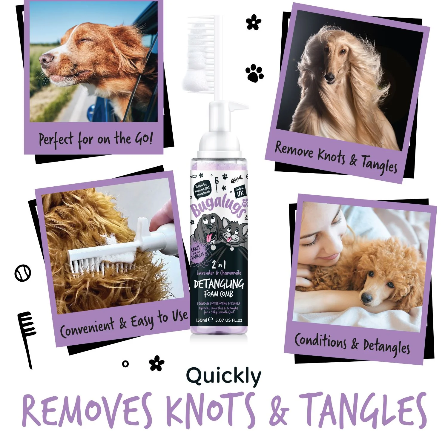 Lavender & Chamomile 2-in-1 Detangling Foam Comb for Dogs & Cats - Image 8