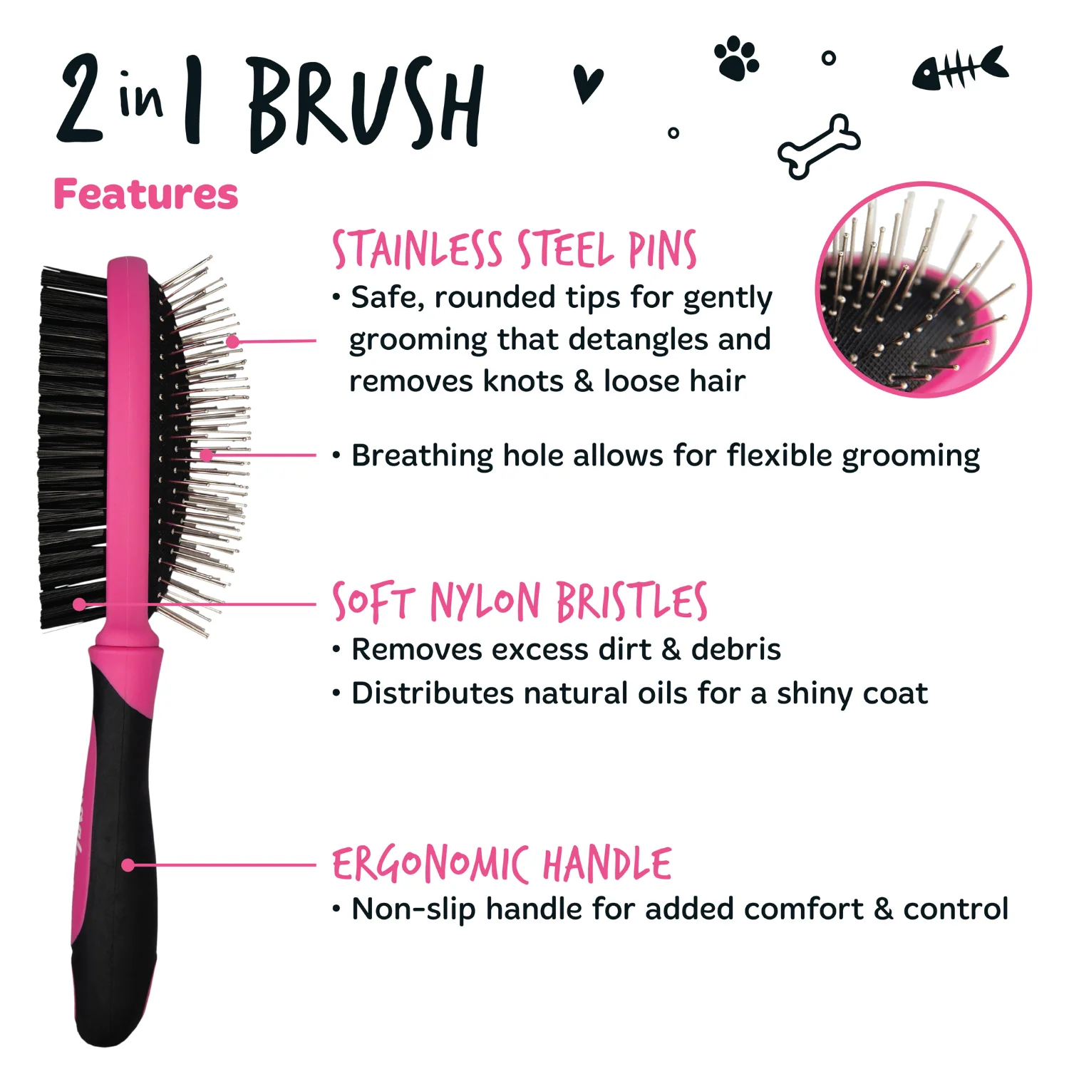 2-in-1 Double Sided Grooming Brush - Image 3