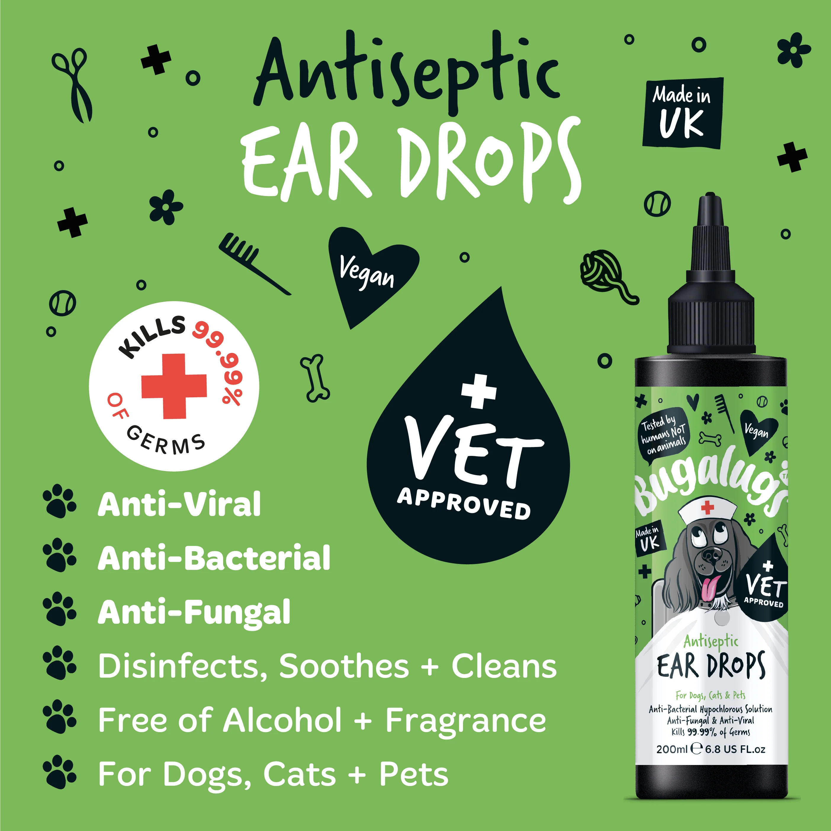 Antiseptic Ear Drops for Dogs, Cats & Pets - Image 2