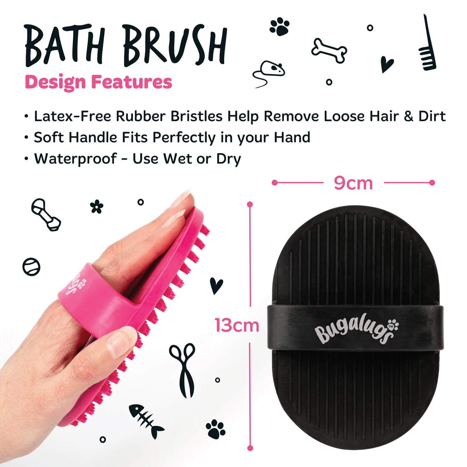 Wet & Dry Bath Brush for Dogs & Cats (Black) - Image 10
