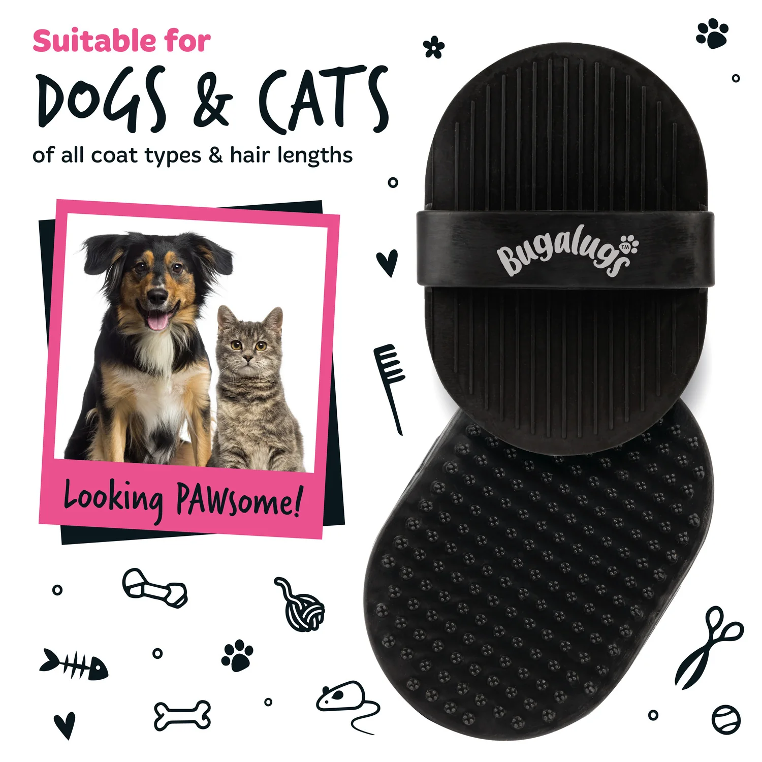 Wet & Dry Bath Brush for Dogs & Cats (Black) - Image 13