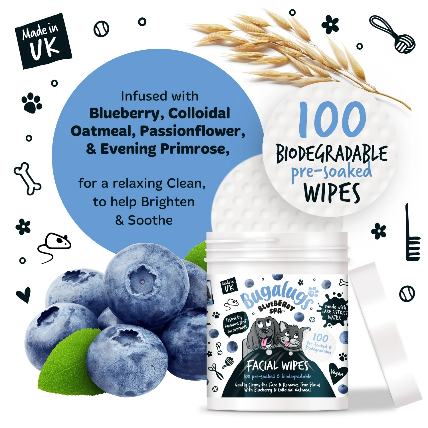 Blueberry Spa™ Facial Wipes for Dogs & Cats - Image 3