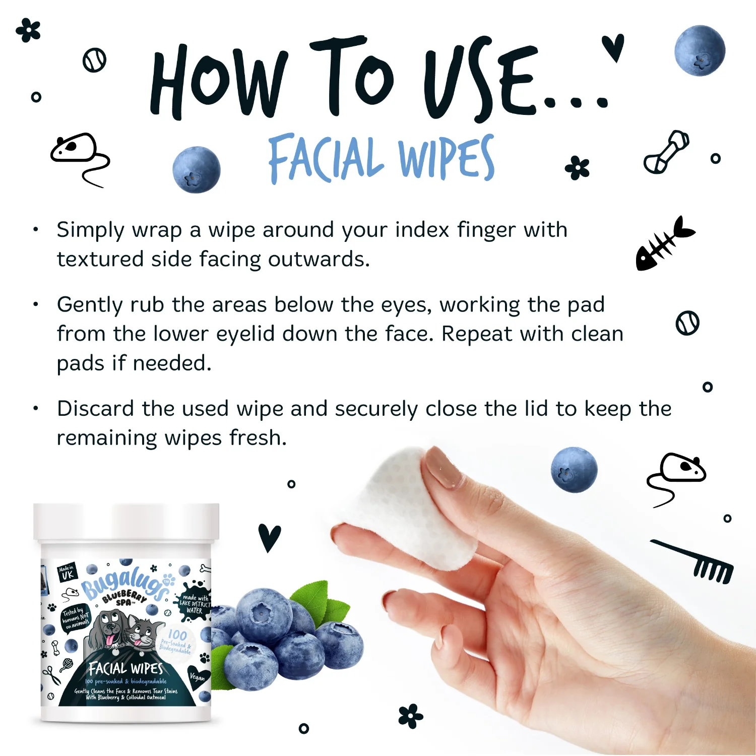 Blueberry Spa™ Facial Wipes for Dogs & Cats - Image 6