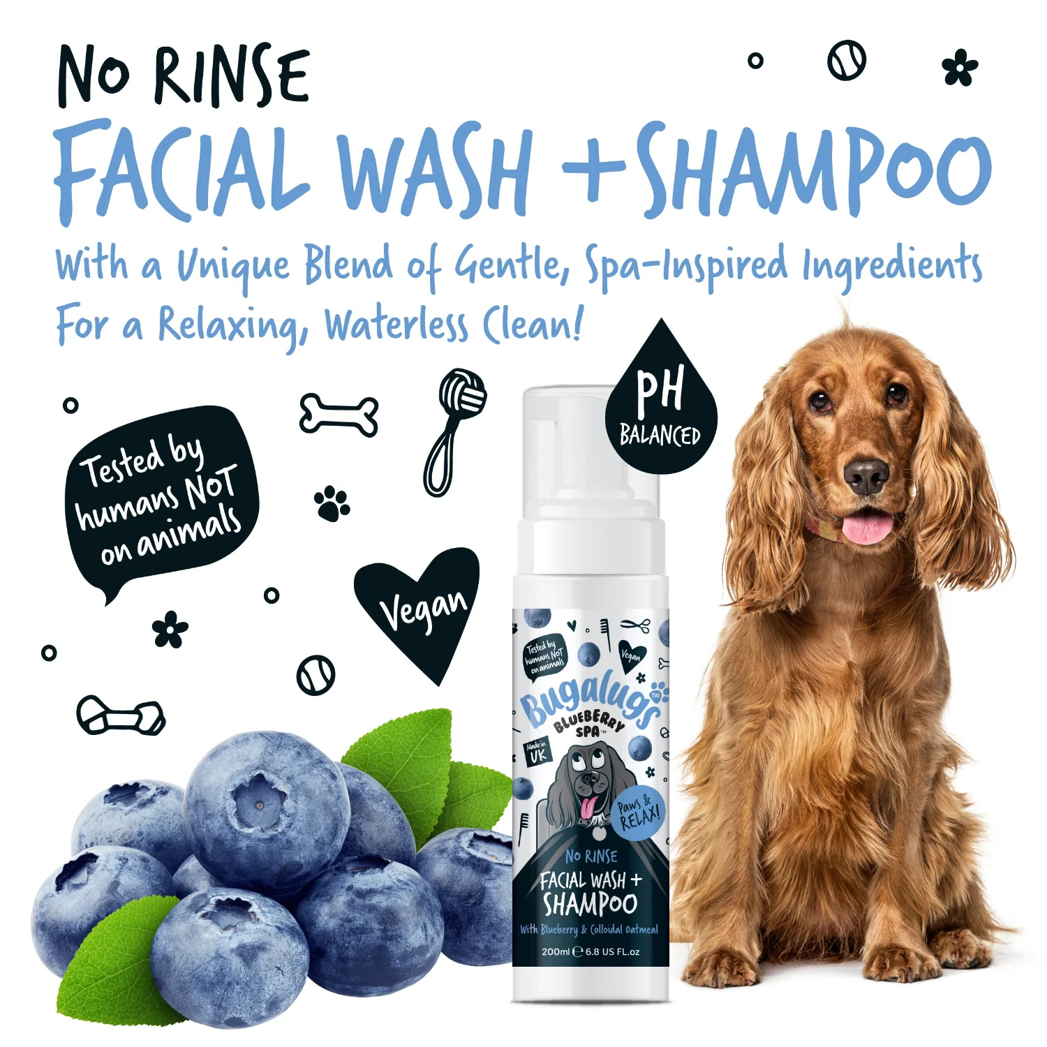 Blueberry Spa™ No Rinse Facial Wash & Shampoo with Blueberry & Colloidal Oatmeal for Dogs - Image 10