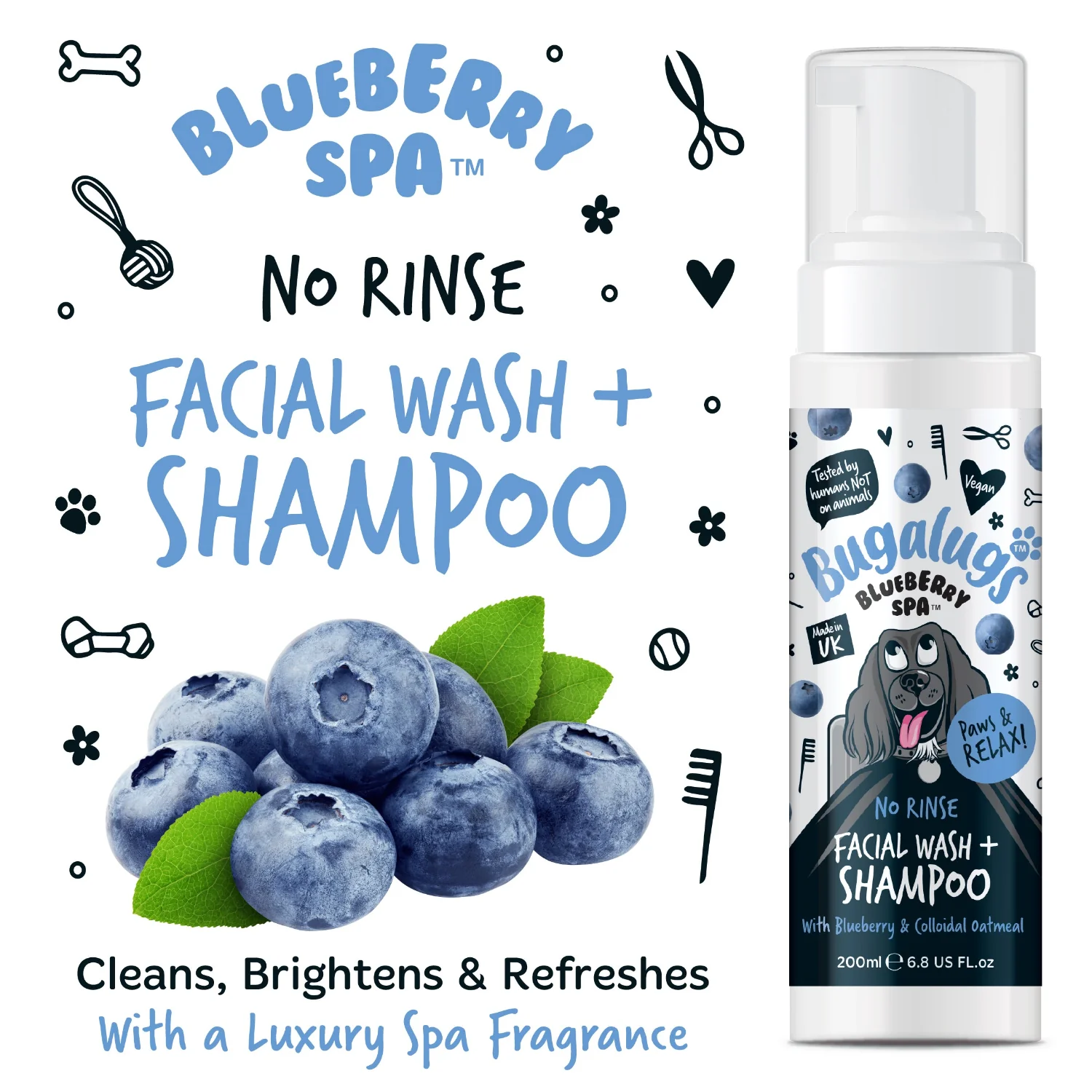 Blueberry Spa™ No Rinse Facial Wash & Shampoo with Blueberry & Colloidal Oatmeal for Dogs - Image 11