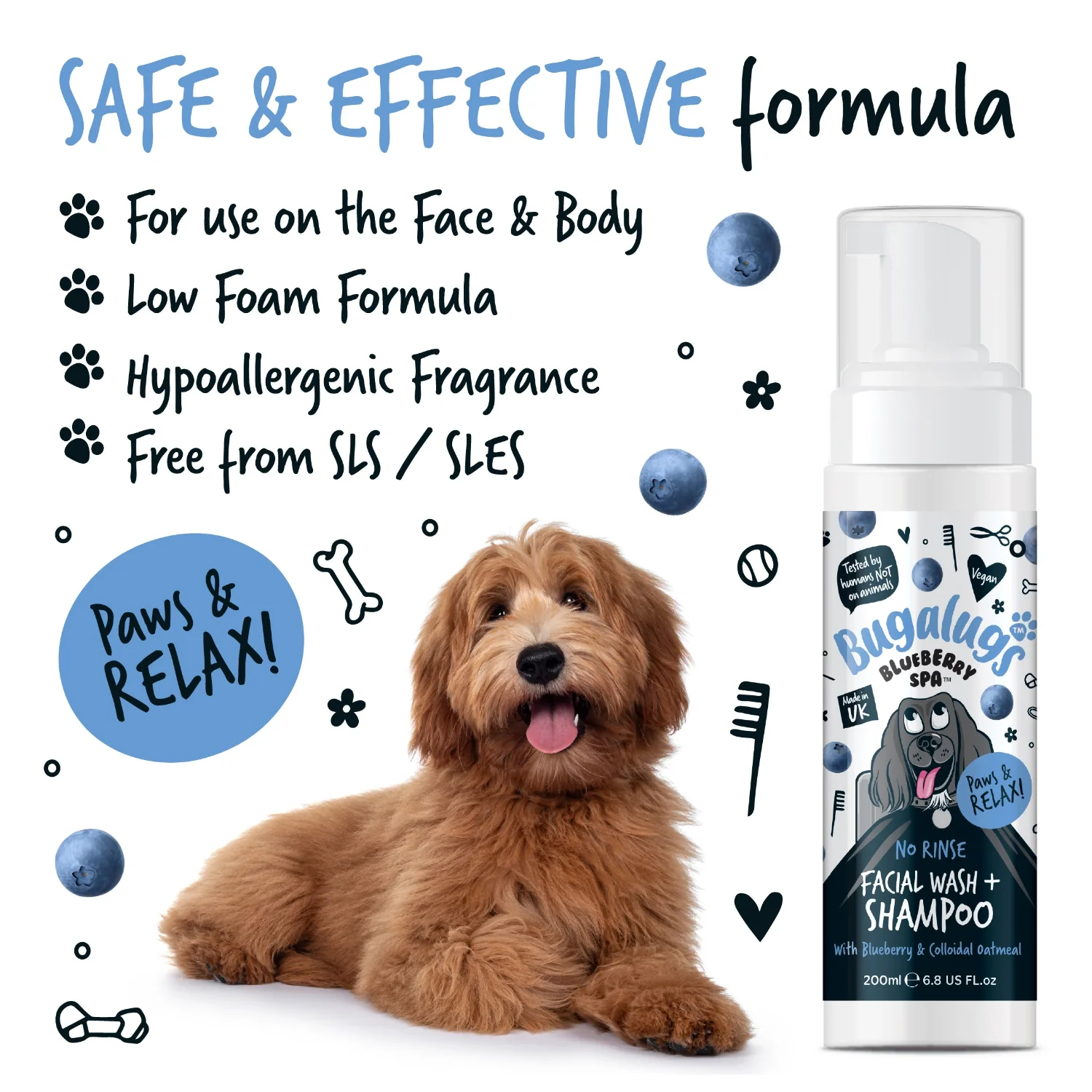 Blueberry Spa™ No Rinse Facial Wash & Shampoo with Blueberry & Colloidal Oatmeal for Dogs - Image 3