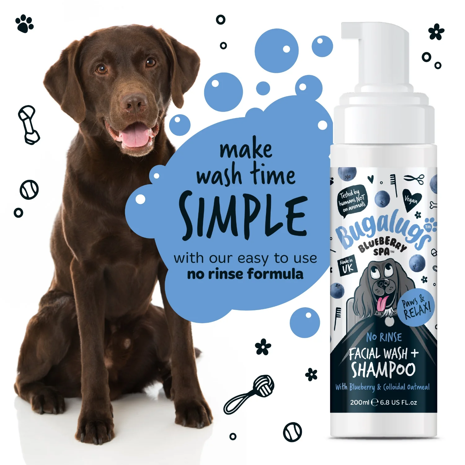 Blueberry Spa™ No Rinse Facial Wash & Shampoo with Blueberry & Colloidal Oatmeal for Dogs - Image 4