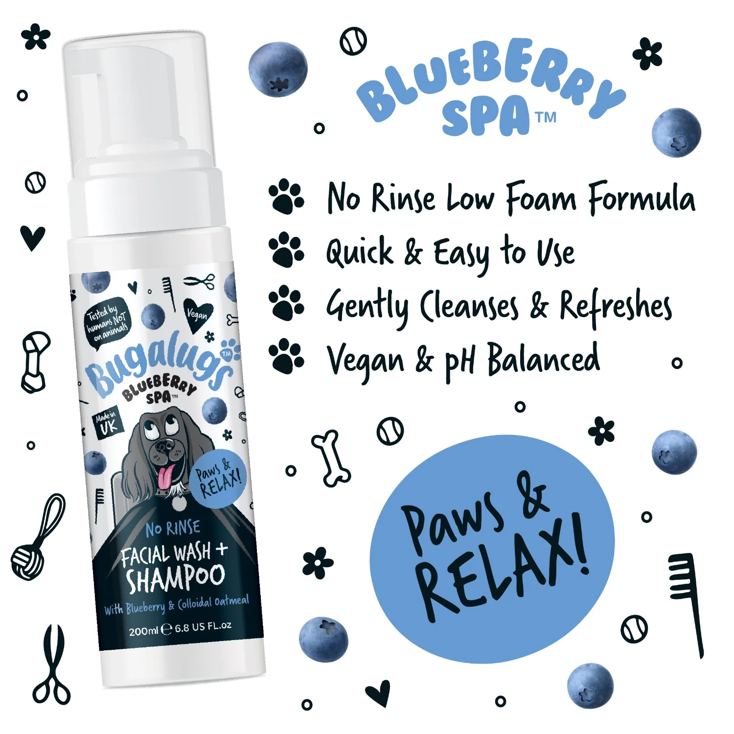 Blueberry Spa™ No Rinse Facial Wash & Shampoo with Blueberry & Colloidal Oatmeal for Dogs - Image 6