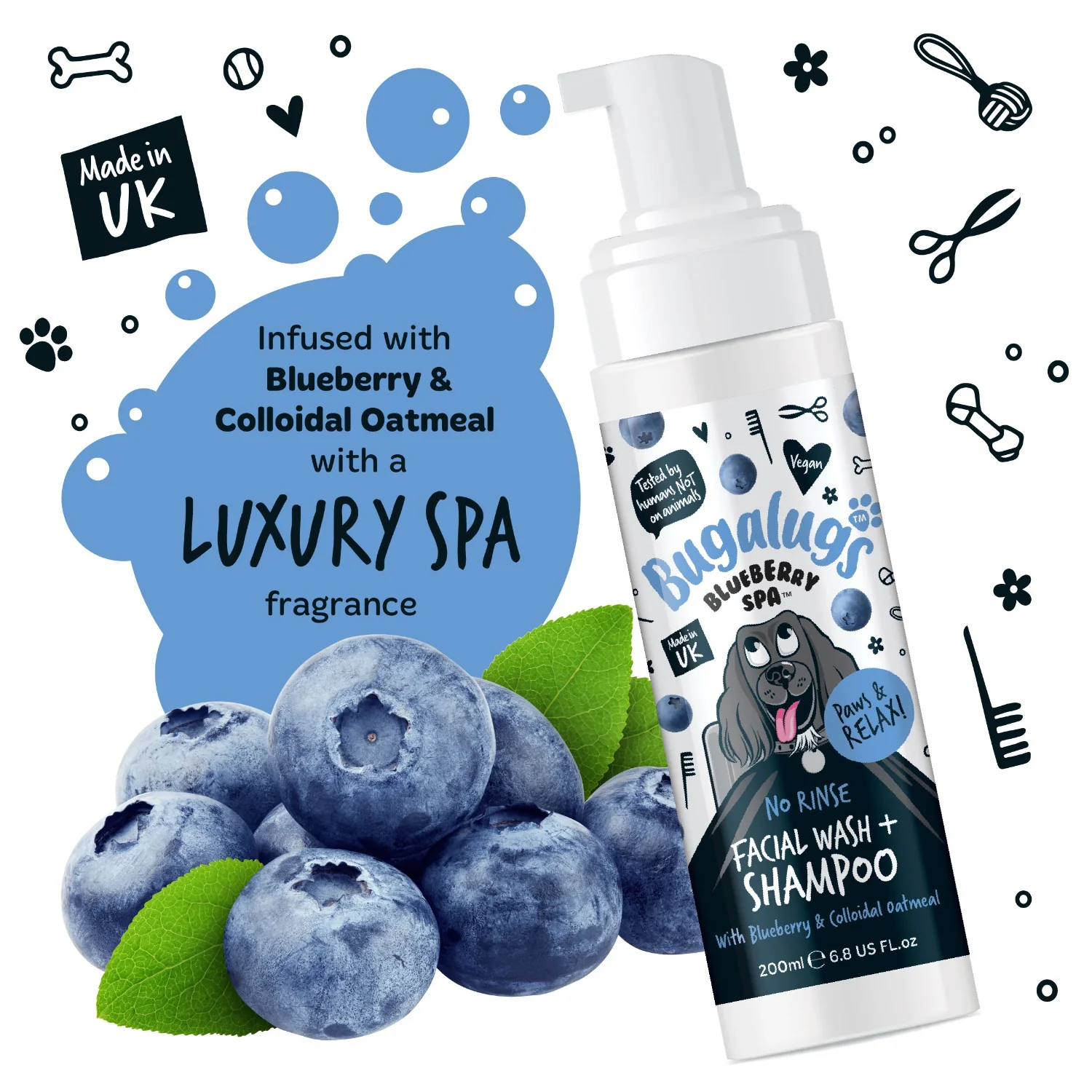 Blueberry Spa™ No Rinse Facial Wash & Shampoo with Blueberry & Colloidal Oatmeal for Dogs - Image 7