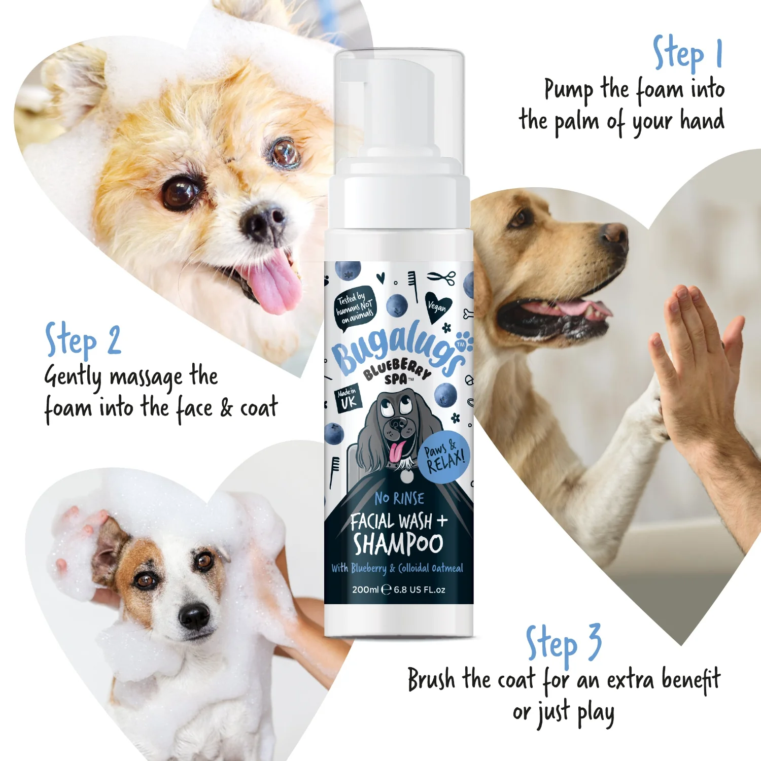Blueberry Spa™ No Rinse Facial Wash & Shampoo with Blueberry & Colloidal Oatmeal for Dogs - Image 8