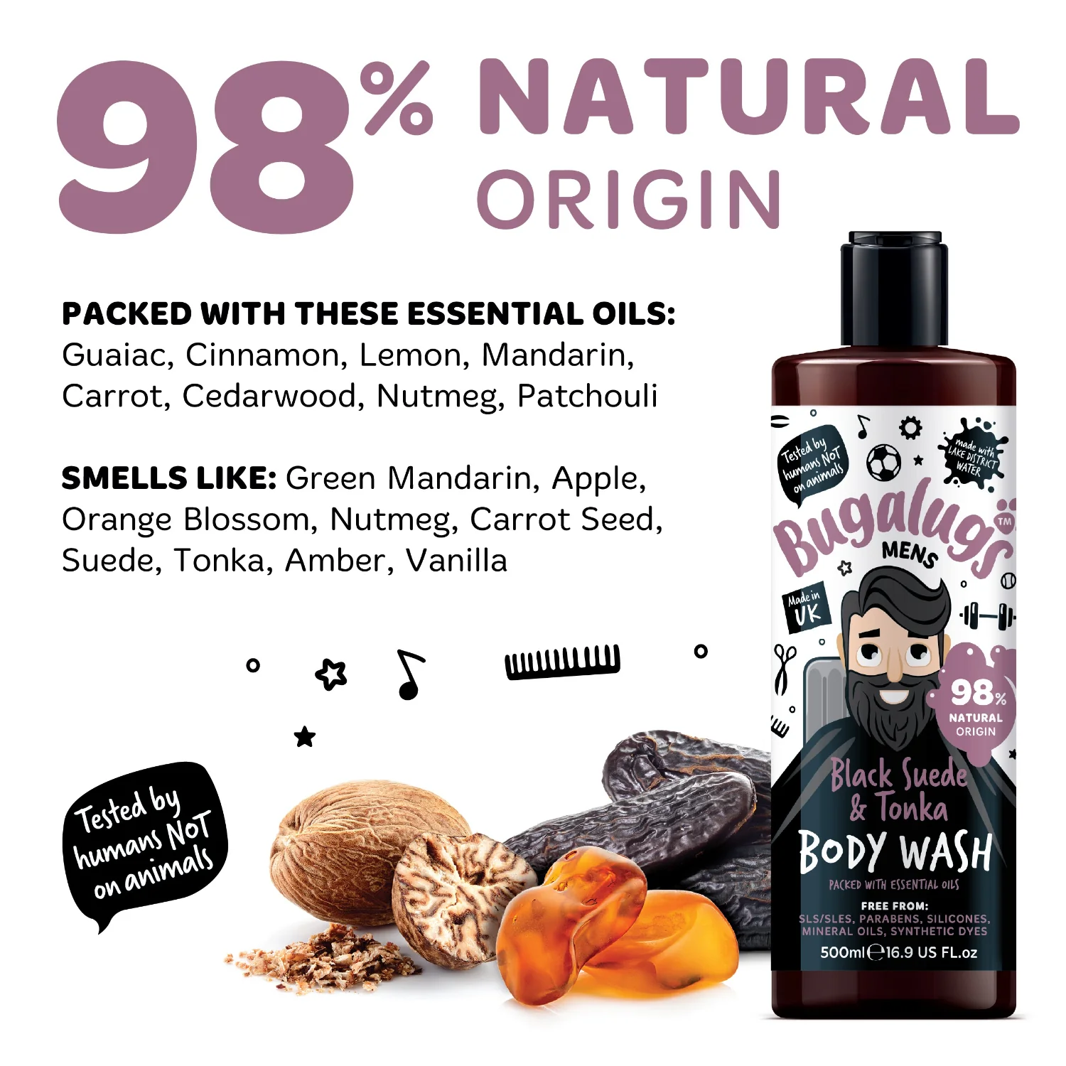 Bugalugs Men's Black Suede & Tonka Body Wash - Image 3