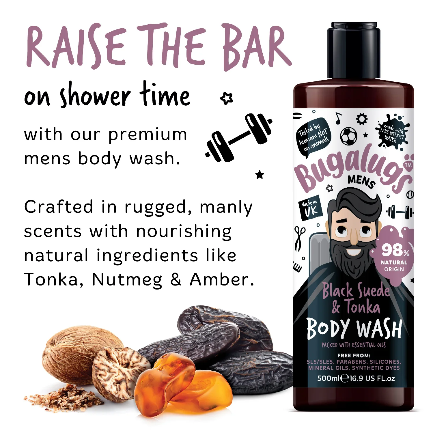 Bugalugs Men's Black Suede & Tonka Body Wash - Image 4