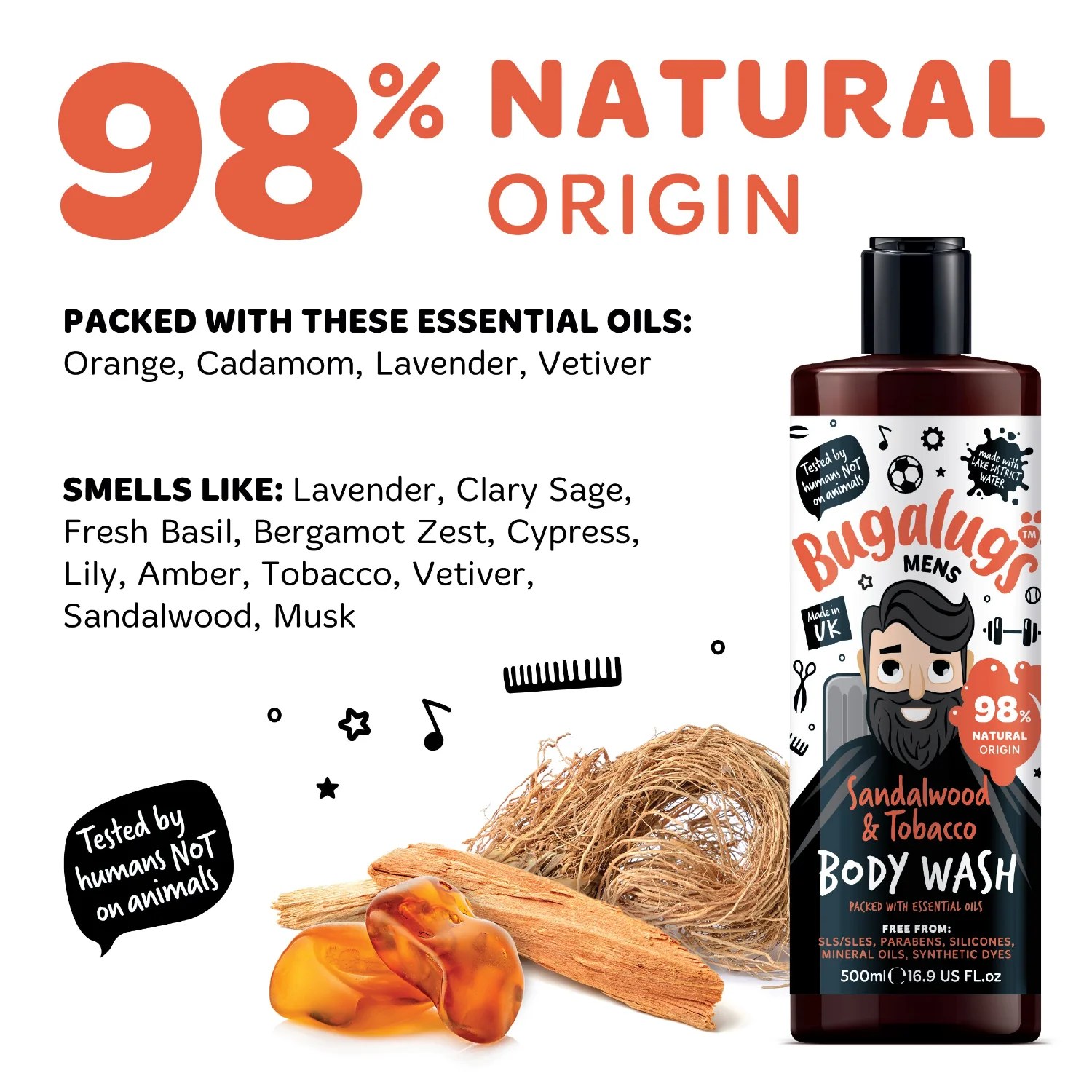Bugalugs Men's Sandalwood & Tobacco Body Wash - Image 3