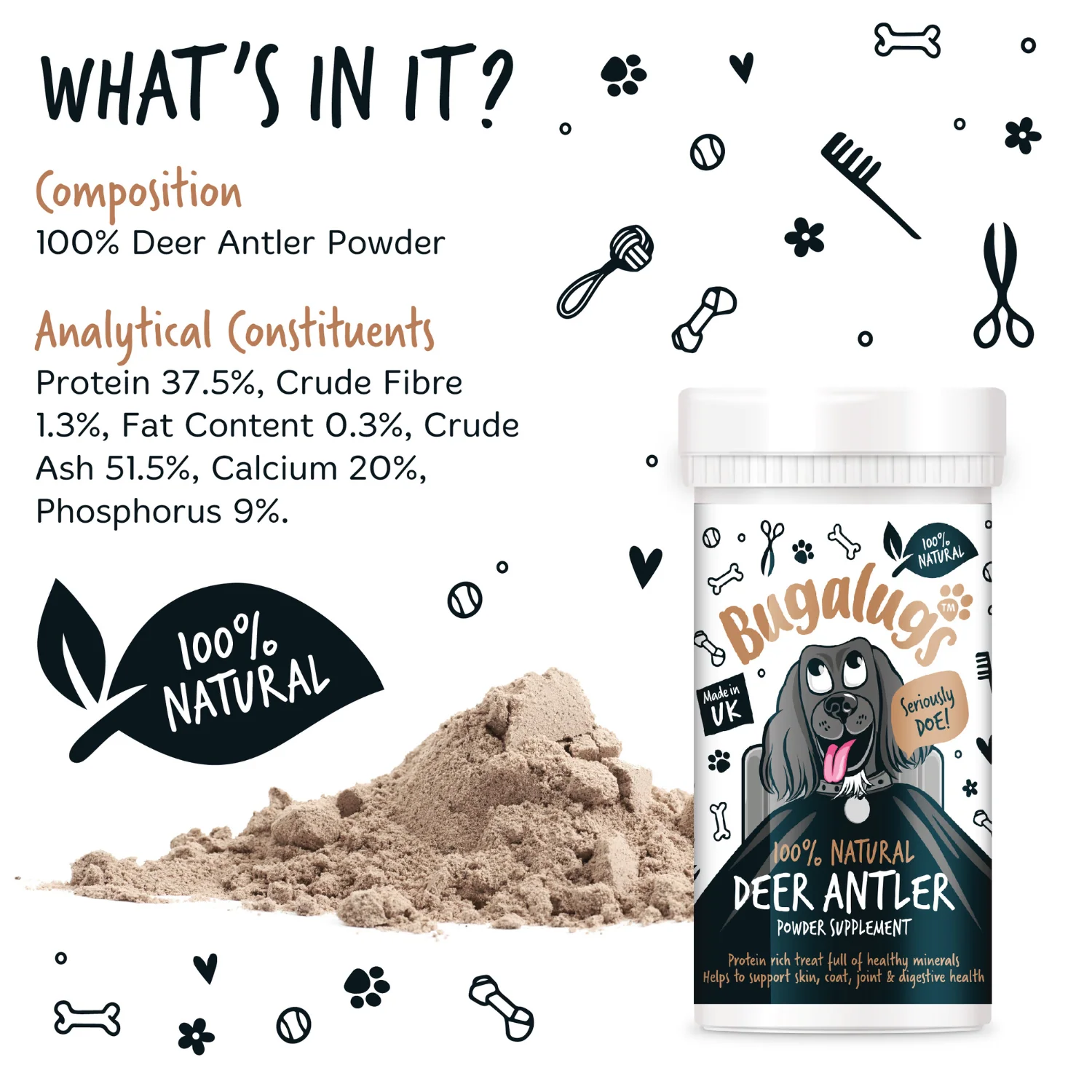 Natural Deer Antler Supplement Powder for Dogs (70g) - Image 3