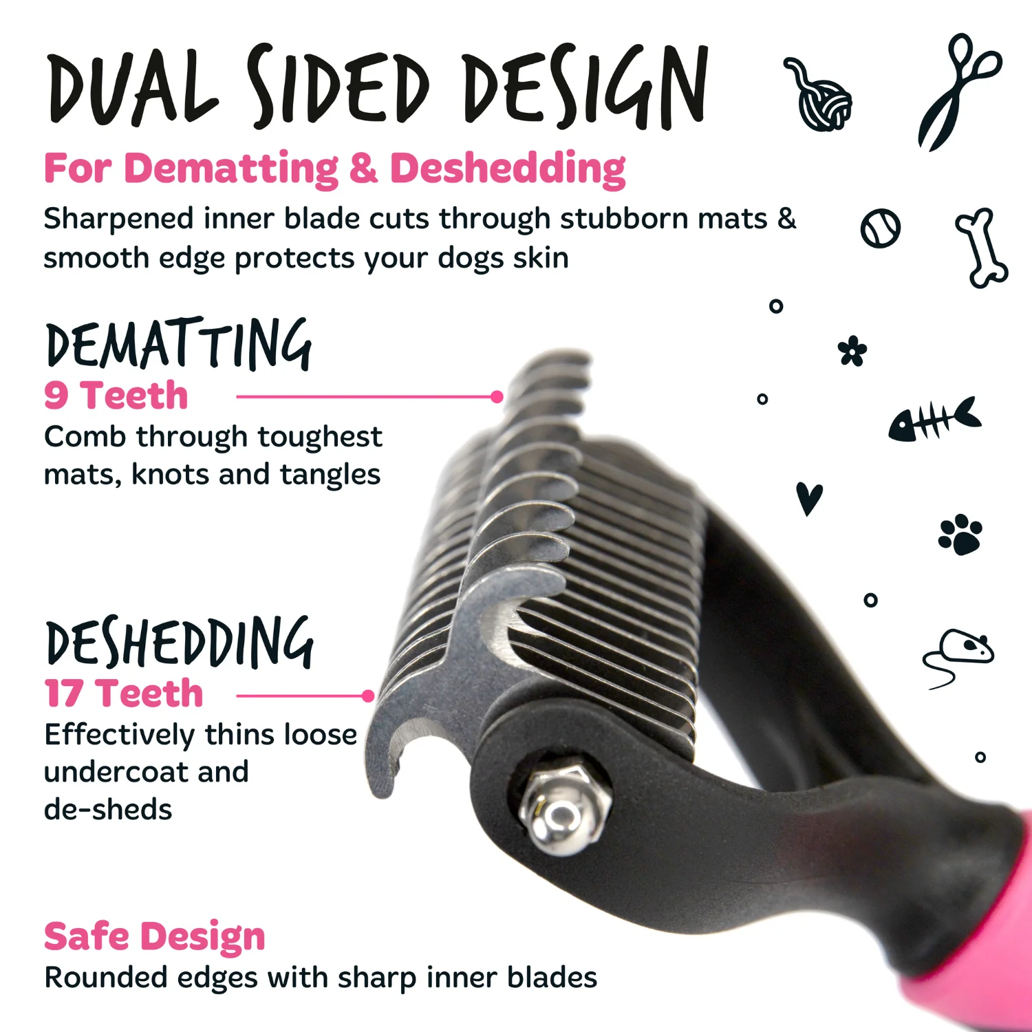 Dematting Rake Double-sided Grooming Comb - Image 3