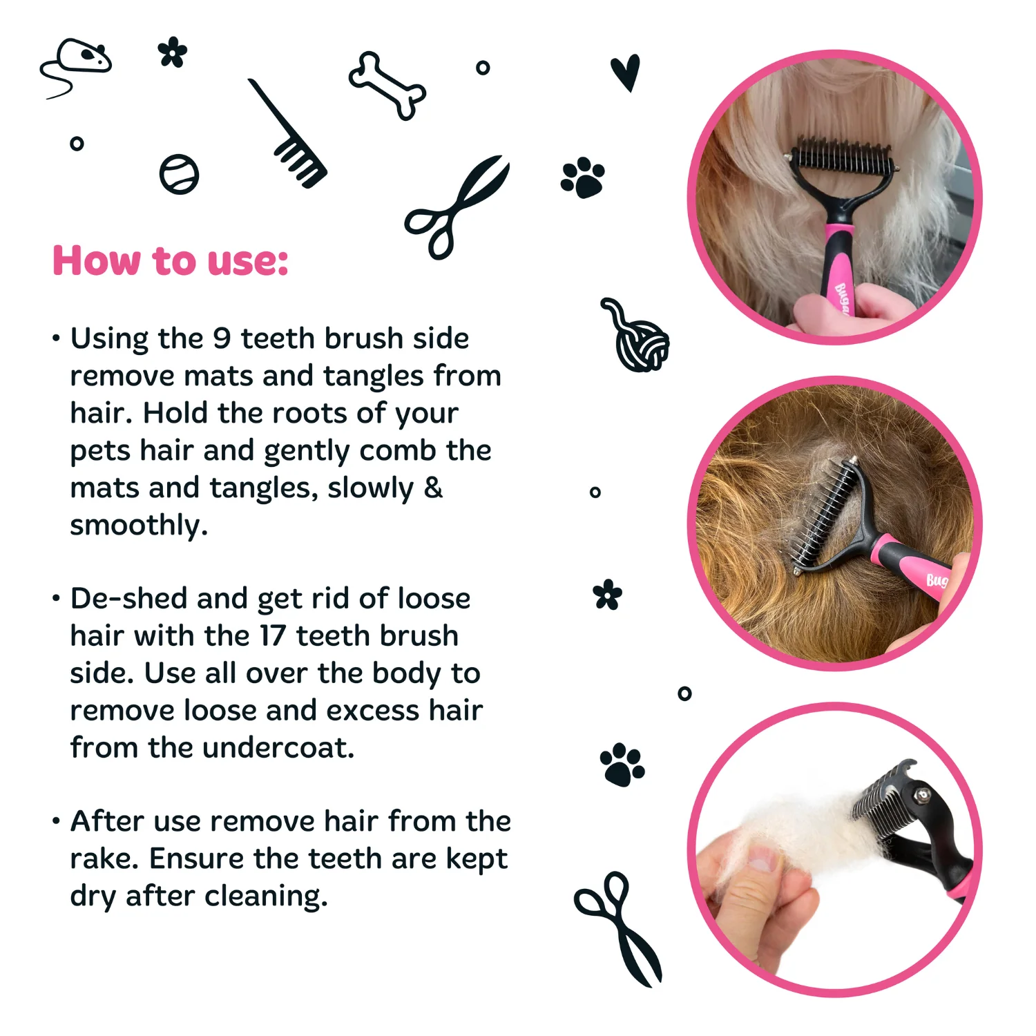 Dematting Rake Double-sided Grooming Comb - Image 7