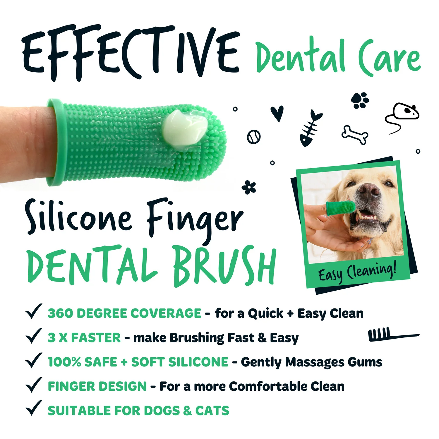 Pack of 3 Silicone Finger Dental Care Brushes for Dogs & Cats - Image 3