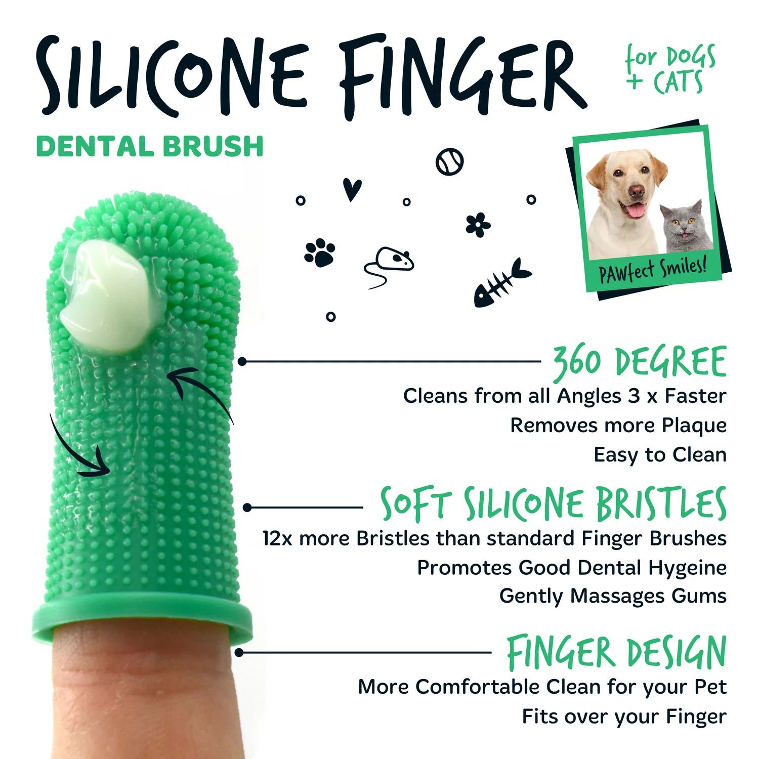 Pack of 3 Silicone Finger Dental Care Brushes for Dogs & Cats - Image 6