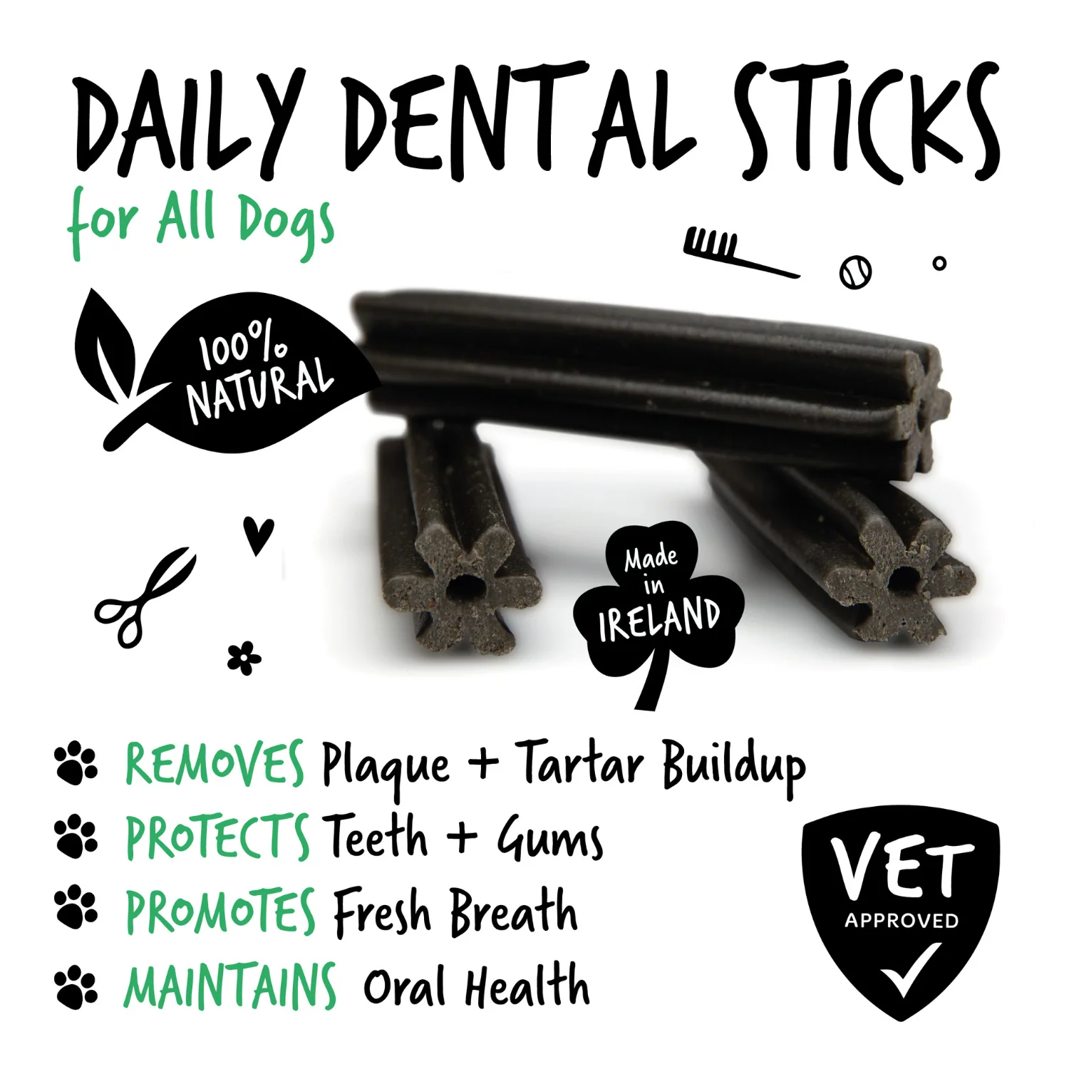 All Natural Chicken Flavour Seaweed Dental Sticks for Dogs - Image 2