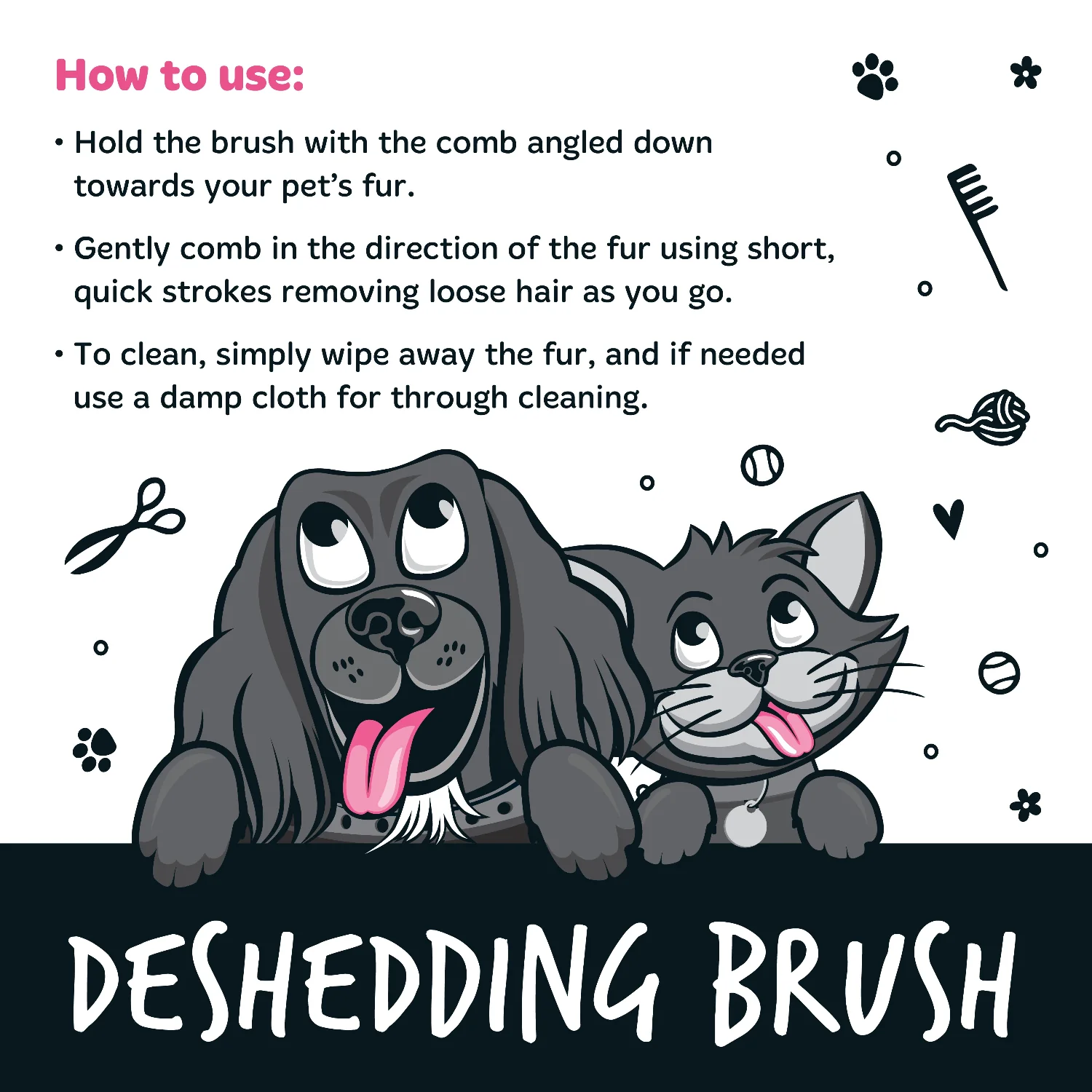 Deshedding Brush in Black for Dogs, Cats, Horses & Other Pets - Image 3