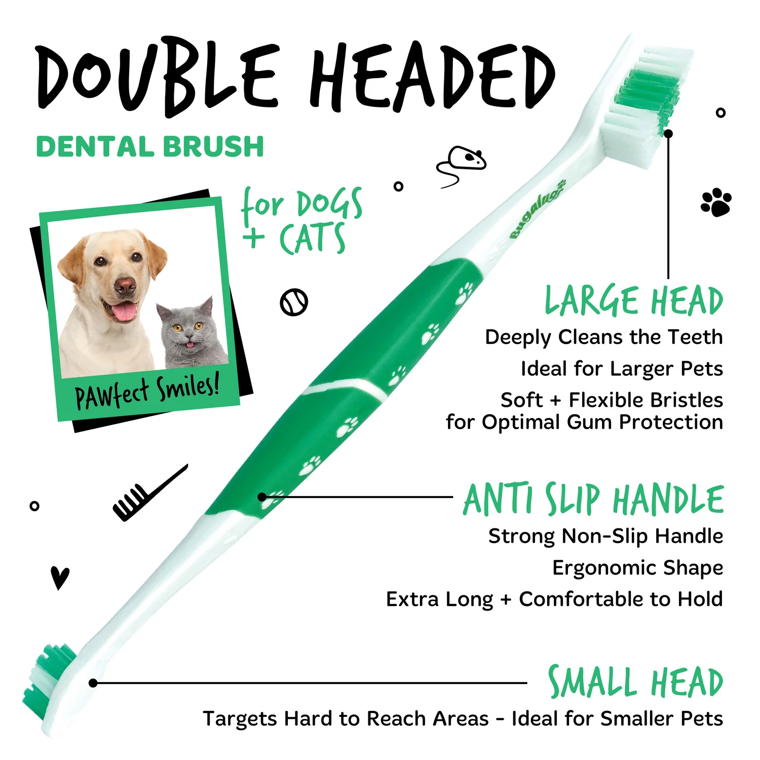 Pack of 2 Double Ended Dental Care Toothbrushes for Dogs & Cats - Image 3