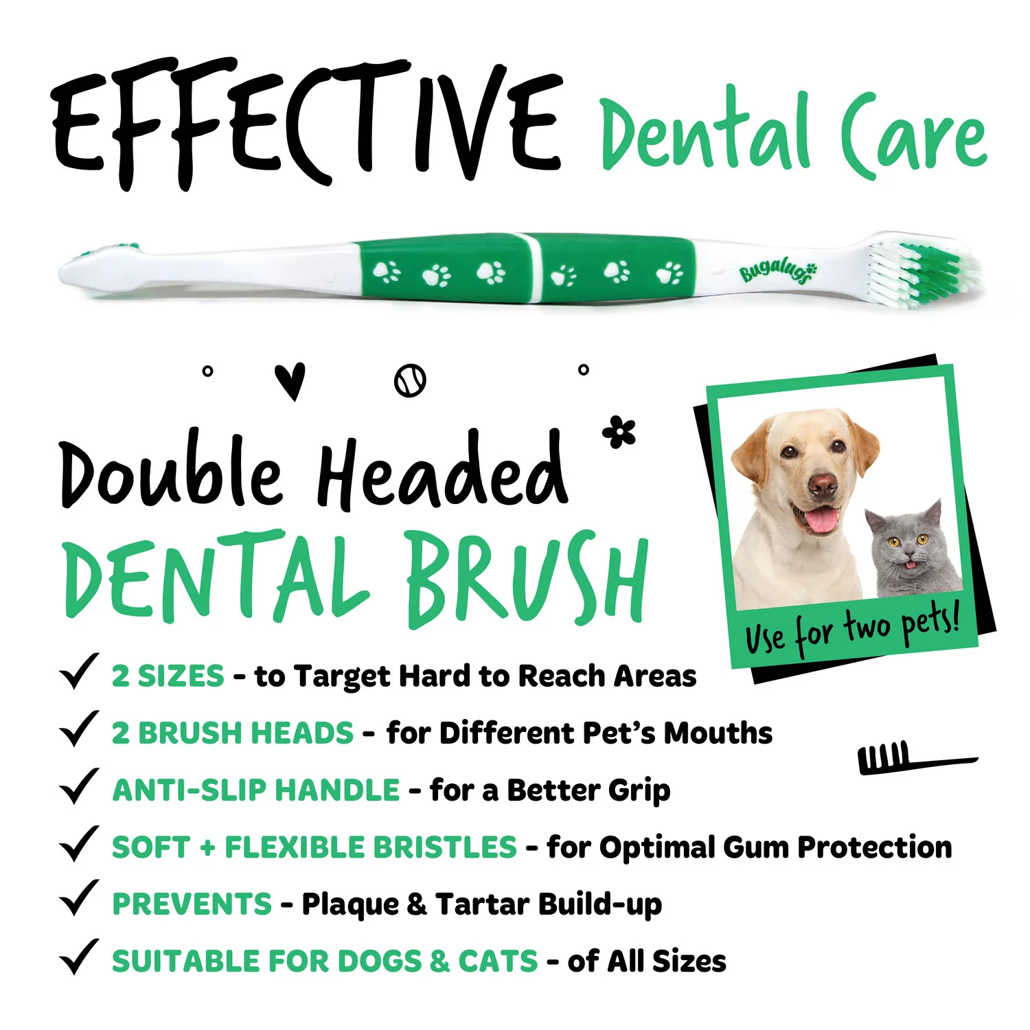 Pack of 2 Double Ended Dental Care Toothbrushes for Dogs & Cats - Image 4