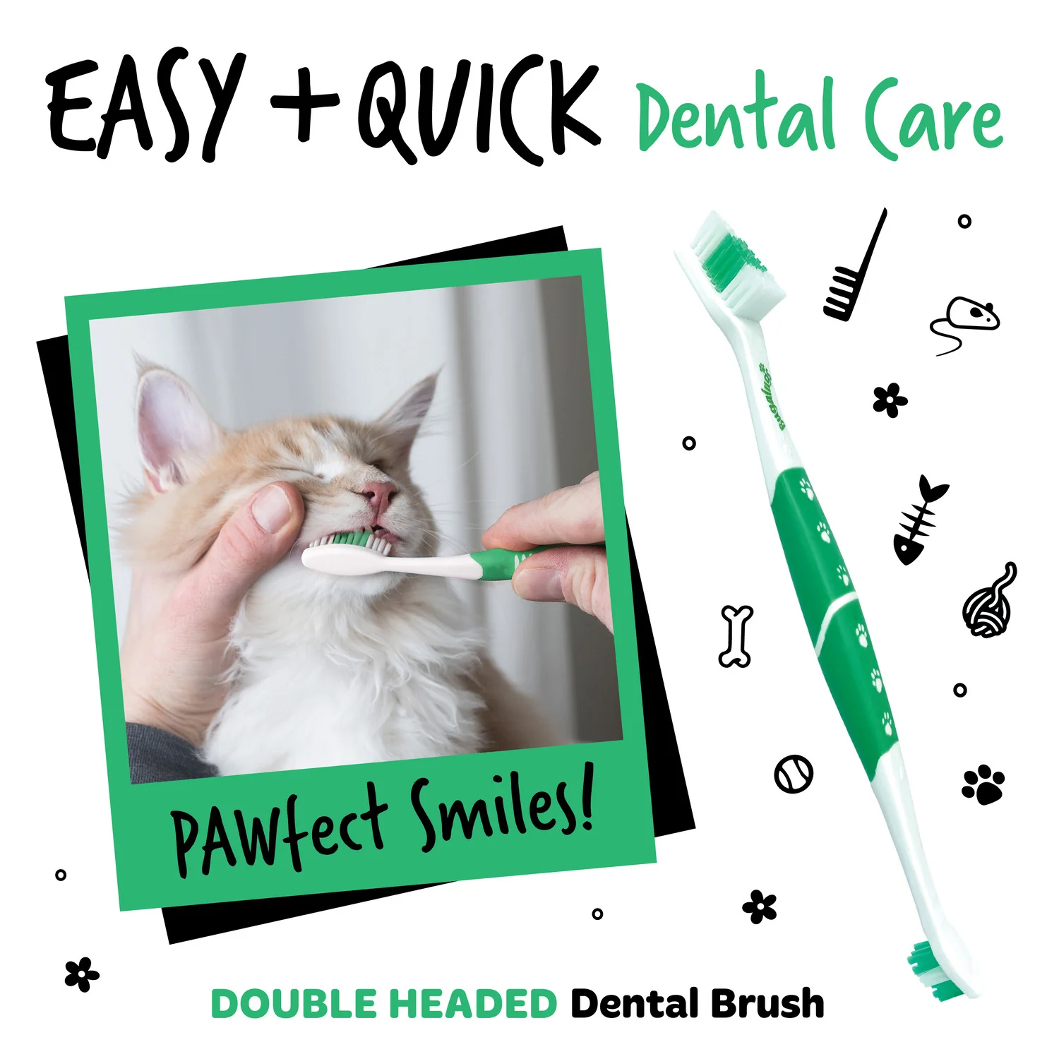 Pack of 2 Double Ended Dental Care Toothbrushes for Dogs & Cats - Image 5