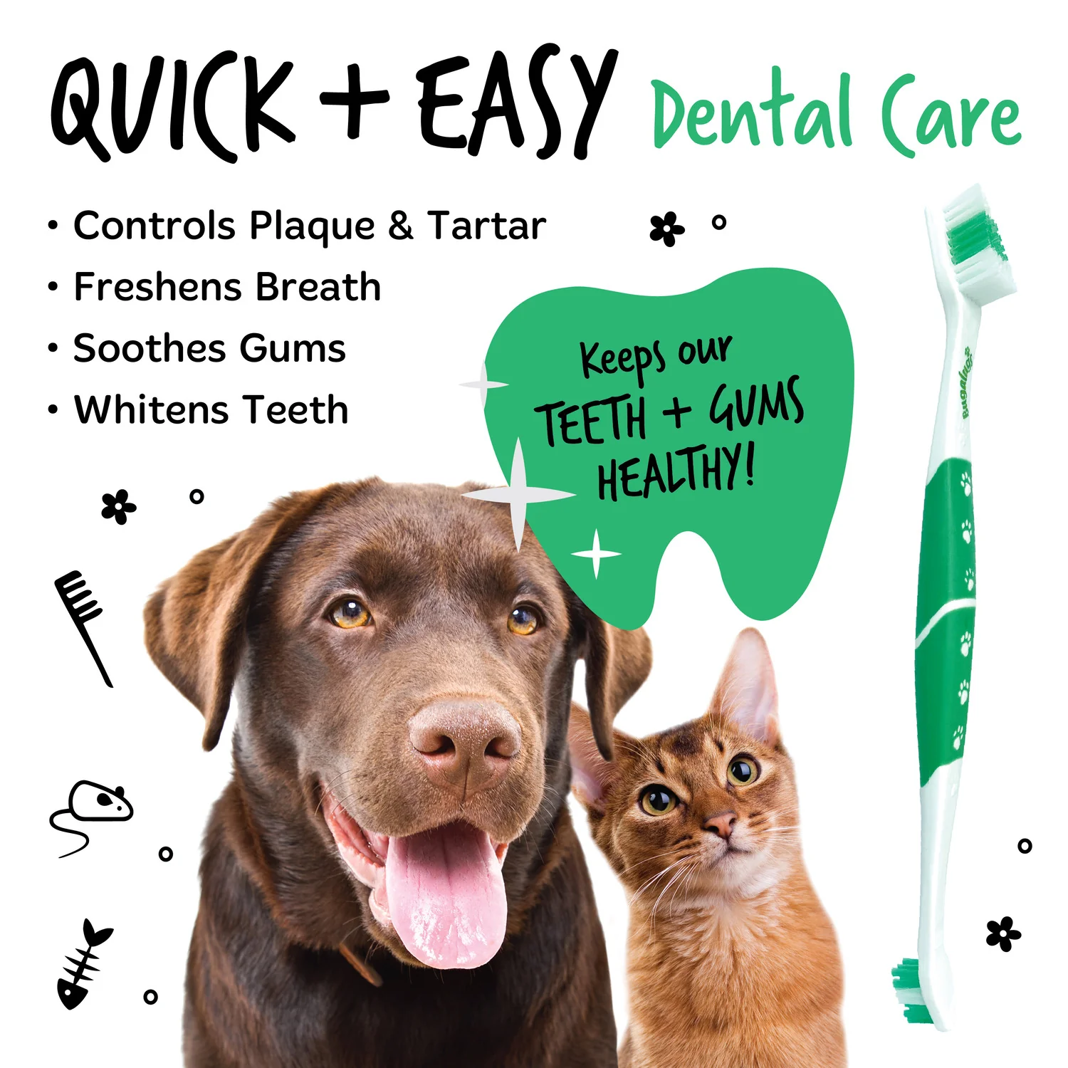 Pack of 2 Double Ended Dental Care Toothbrushes for Dogs & Cats - Image 6