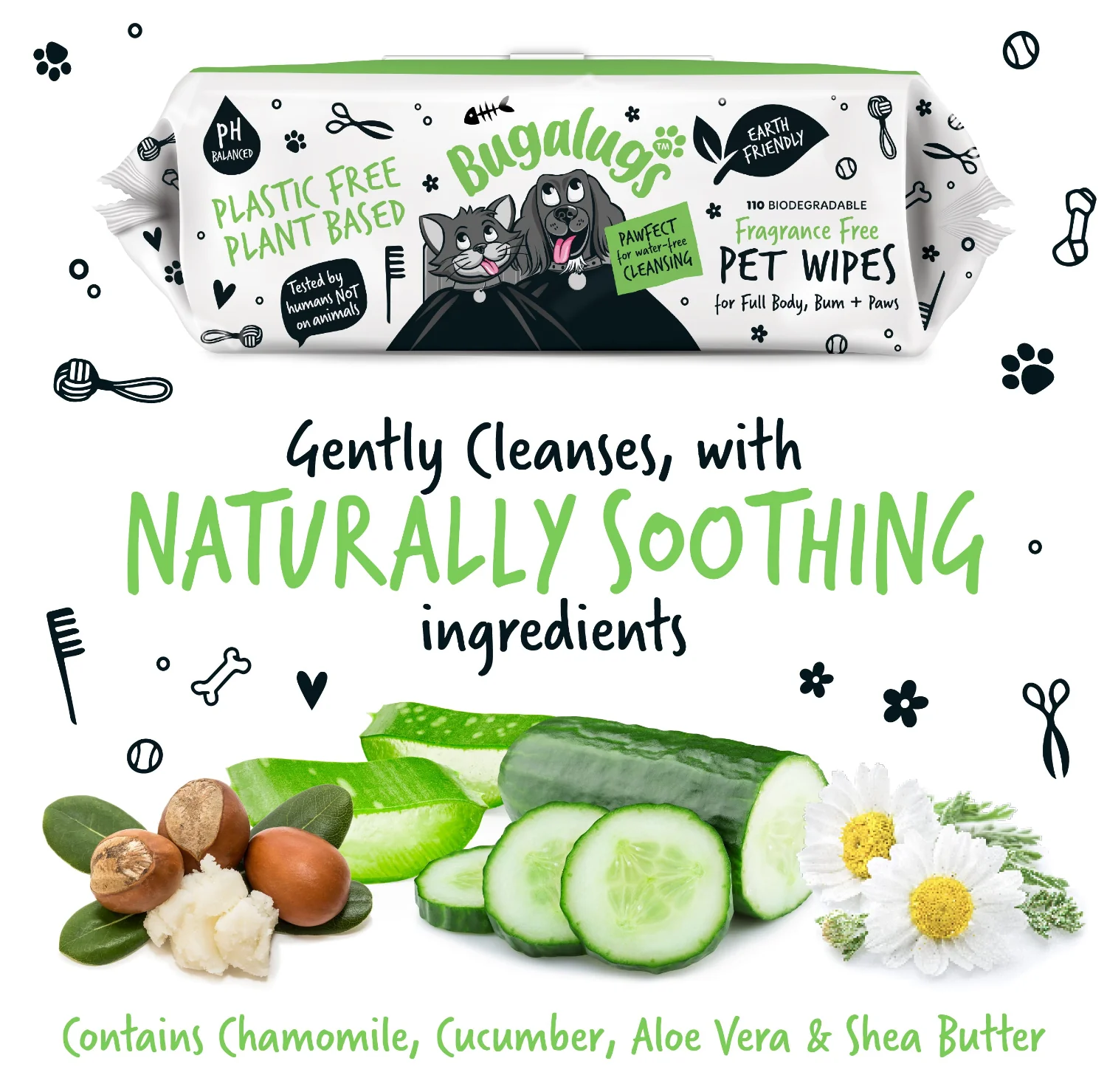 Fragrance Free Pet Wipes for Full Body, Bum & Paws (110 Wipes) - Image 3