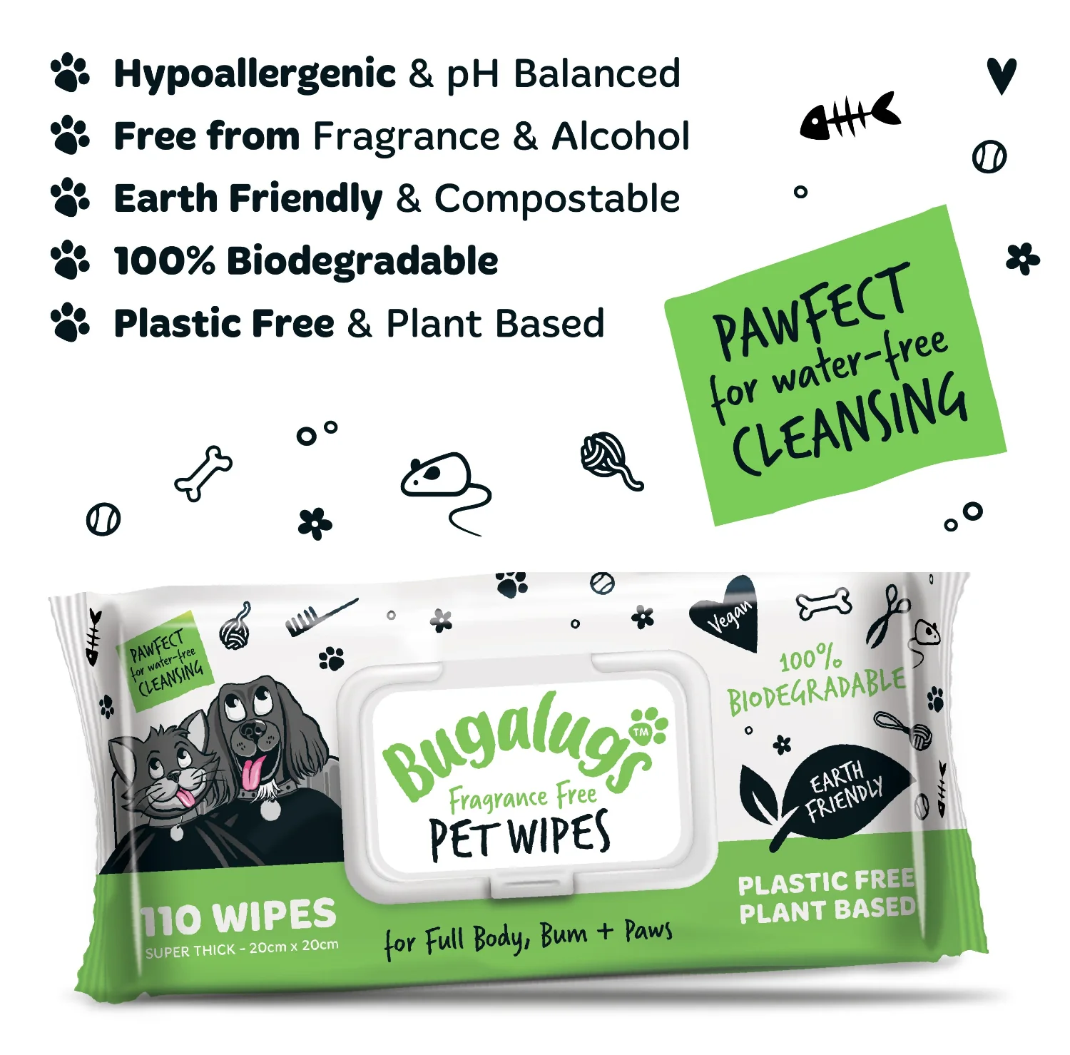 Fragrance Free Pet Wipes for Full Body, Bum & Paws (110 Wipes) - Image 5