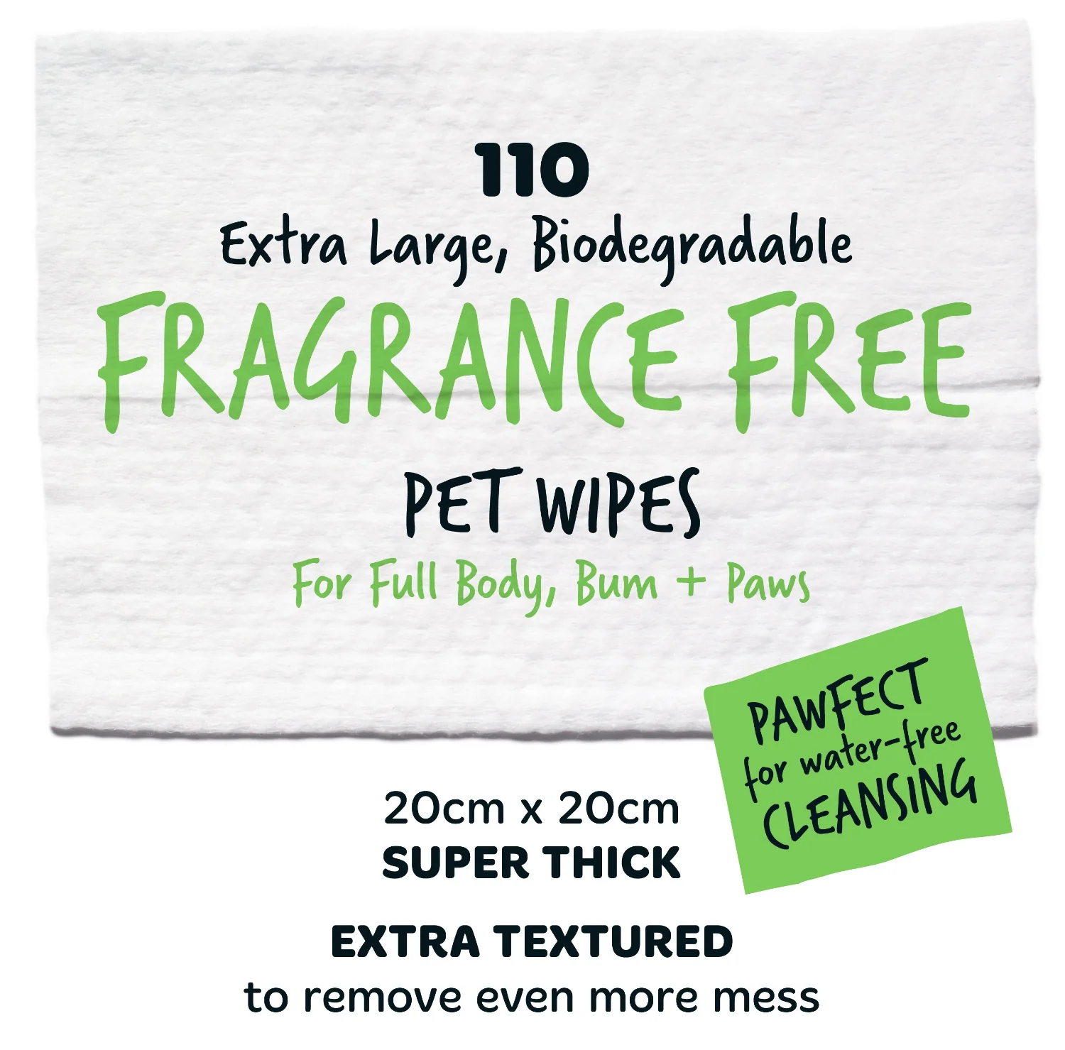 Fragrance Free Pet Wipes for Full Body, Bum & Paws (110 Wipes) - Image 6