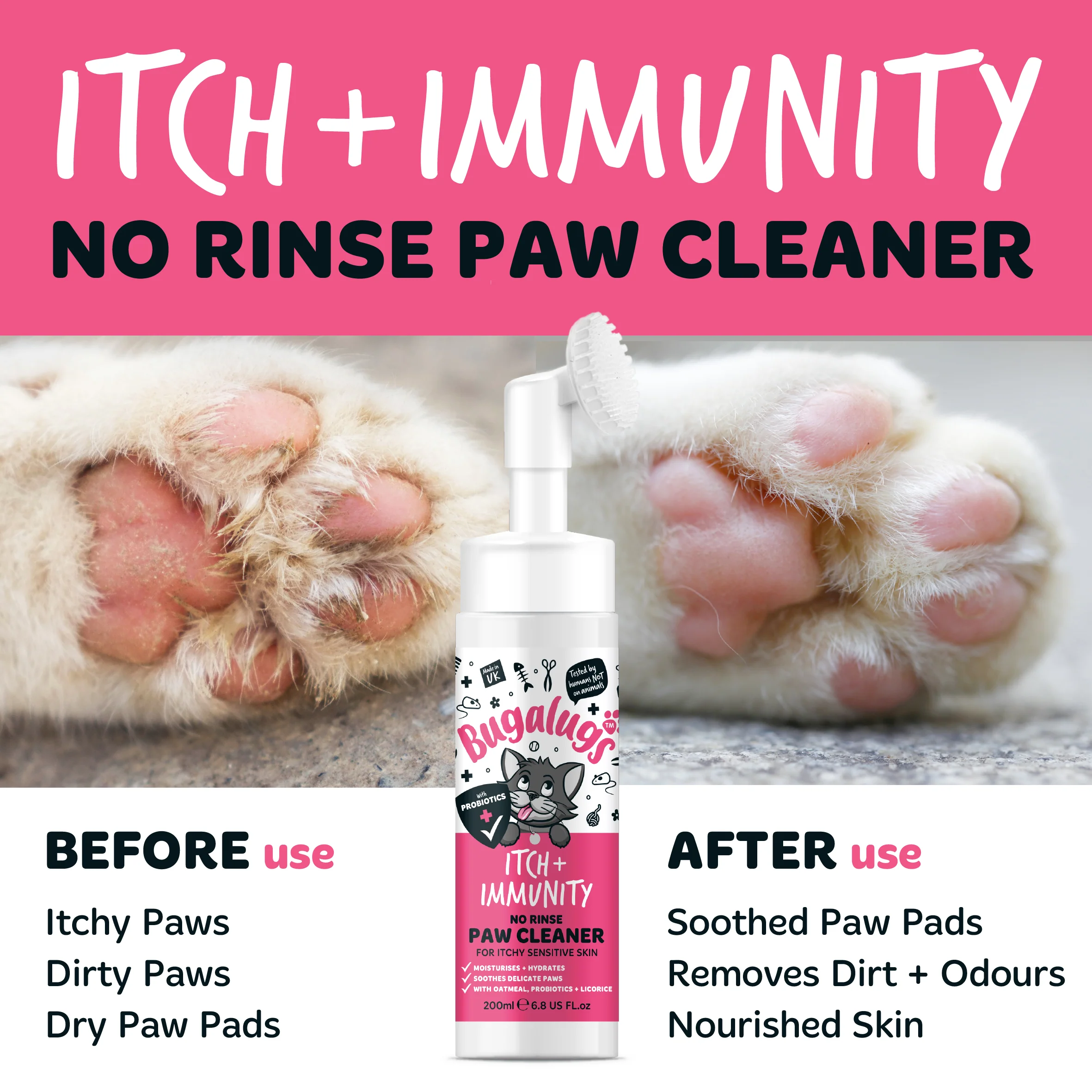 Itch + Immunity No Rinse Paw Cleaner for Cats - Image 2