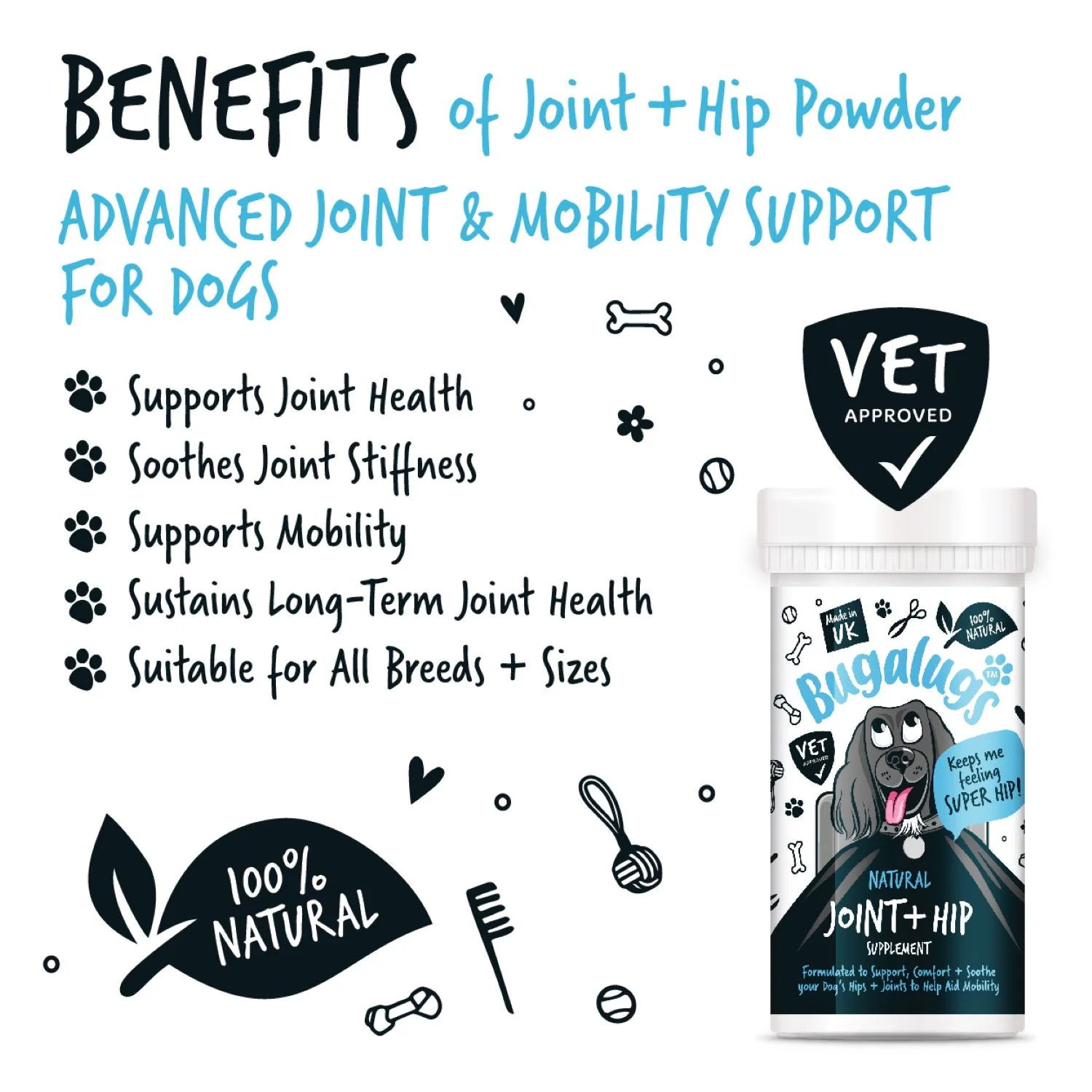 Natural Joint & Hip Supplement Powder for Dogs (80g) - Image 3