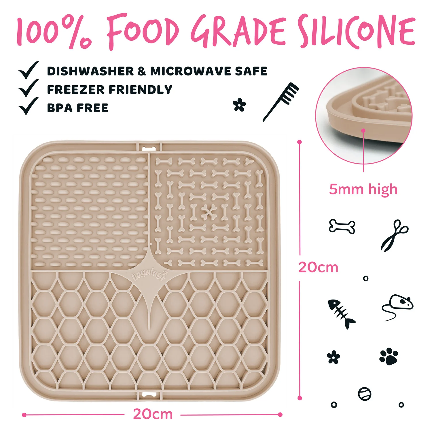 Pet Lick Mat for Dogs & Cats (Beige) - Image 7