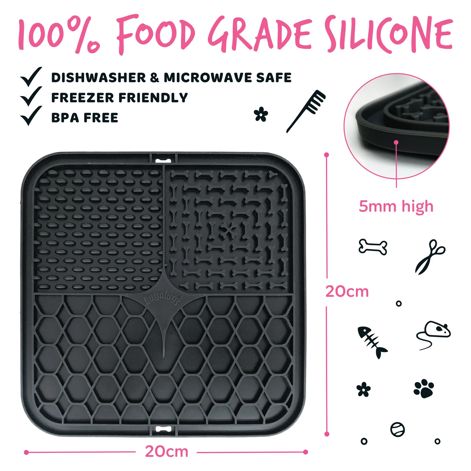 Pet Lick Mat for Dogs & Cats (Black) - Image 5