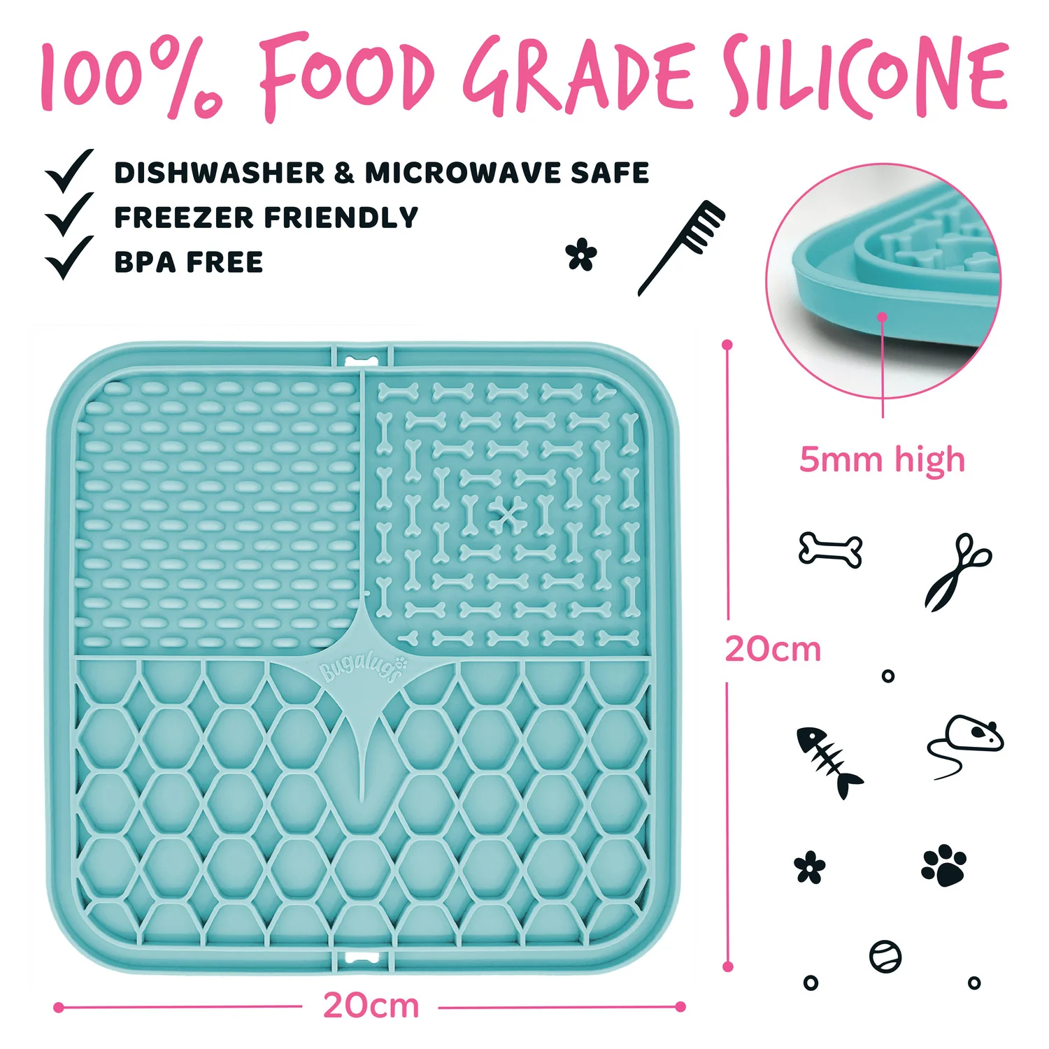 Pet Lick Mat for Dogs & Cats (Blue) - Image 5