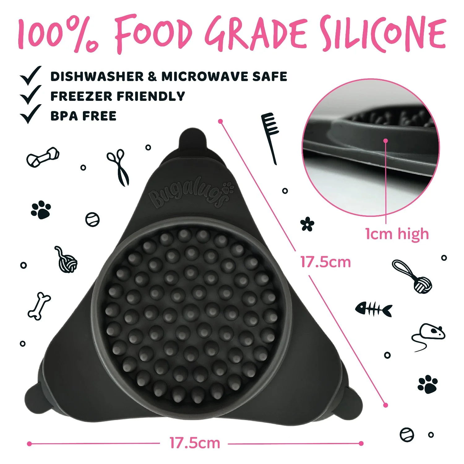 Triangle Lick Pad for Dogs & Cats (Black) - Image 4