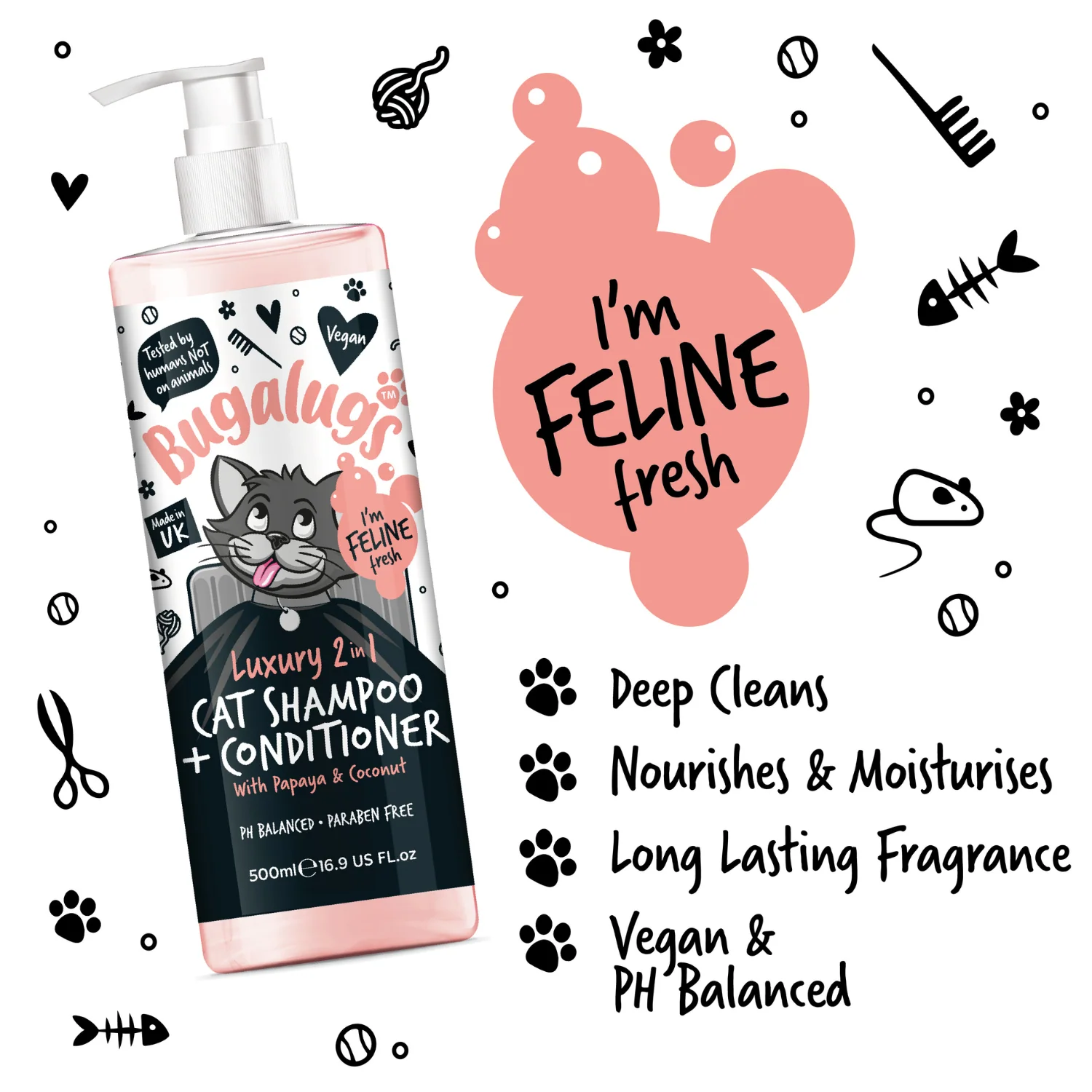 Luxury 2-in-1 Cat Shampoo & Conditioner with Papaya & Coconut - Image 3