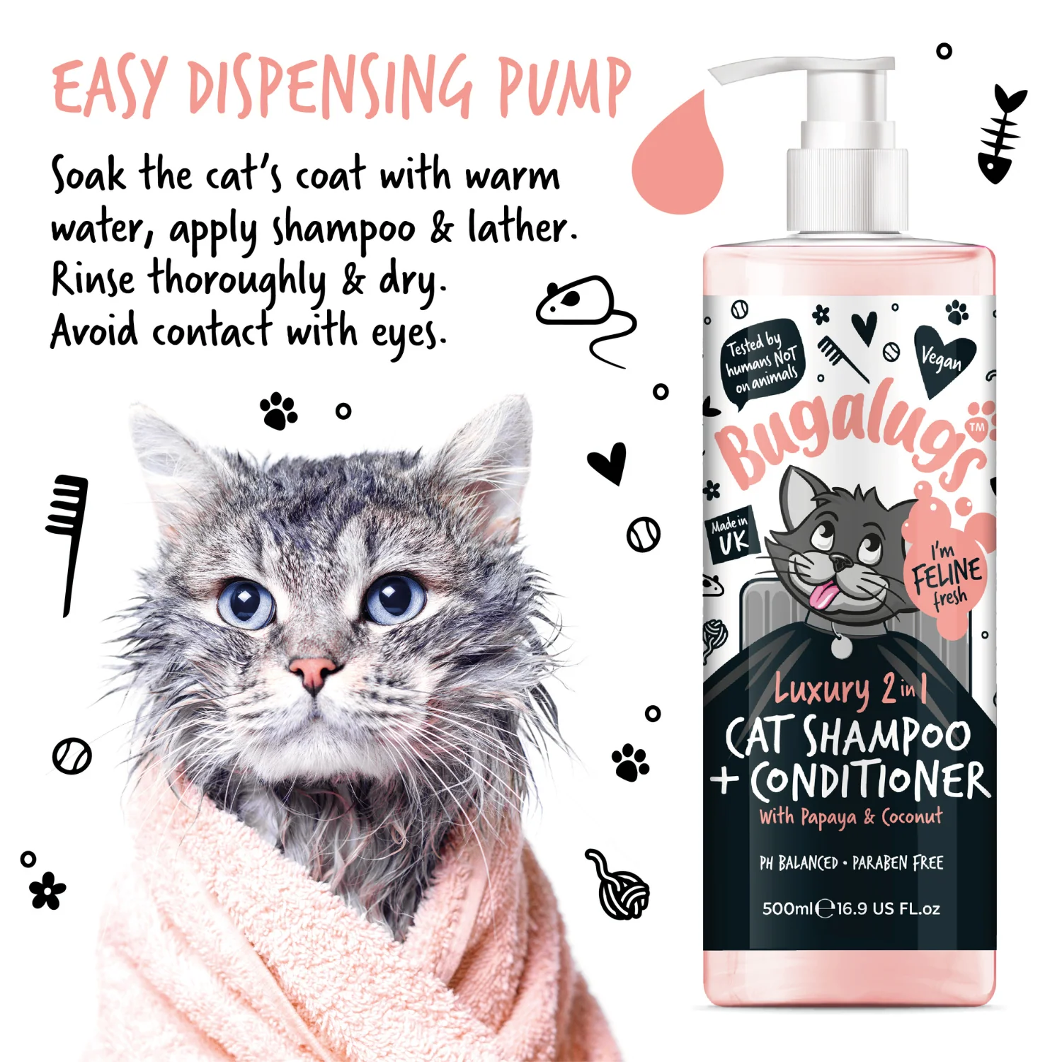 Luxury 2-in-1 Cat Shampoo & Conditioner with Papaya & Coconut - Image 4
