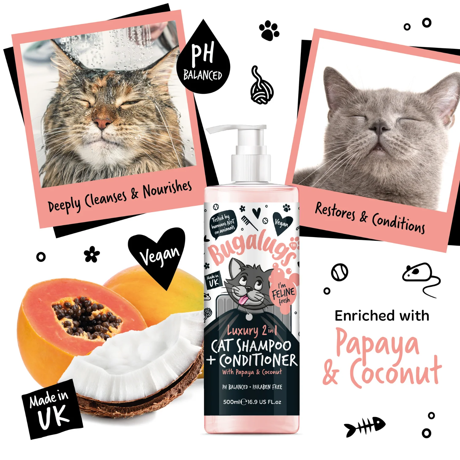 Luxury 2-in-1 Cat Shampoo & Conditioner with Papaya & Coconut - Image 6