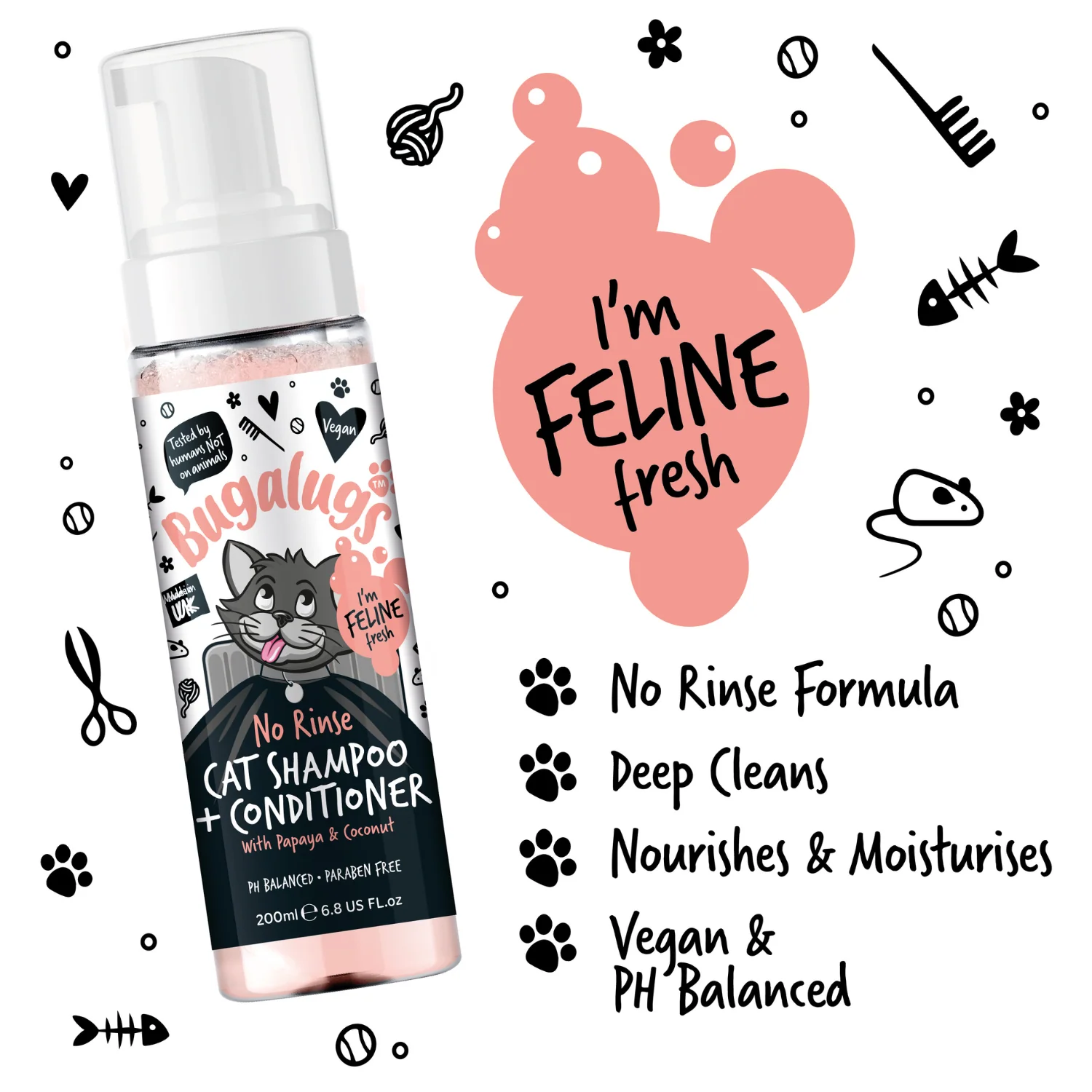Papaya & Coconut No Rinse Cat Shampoo & Conditioner - Image 5