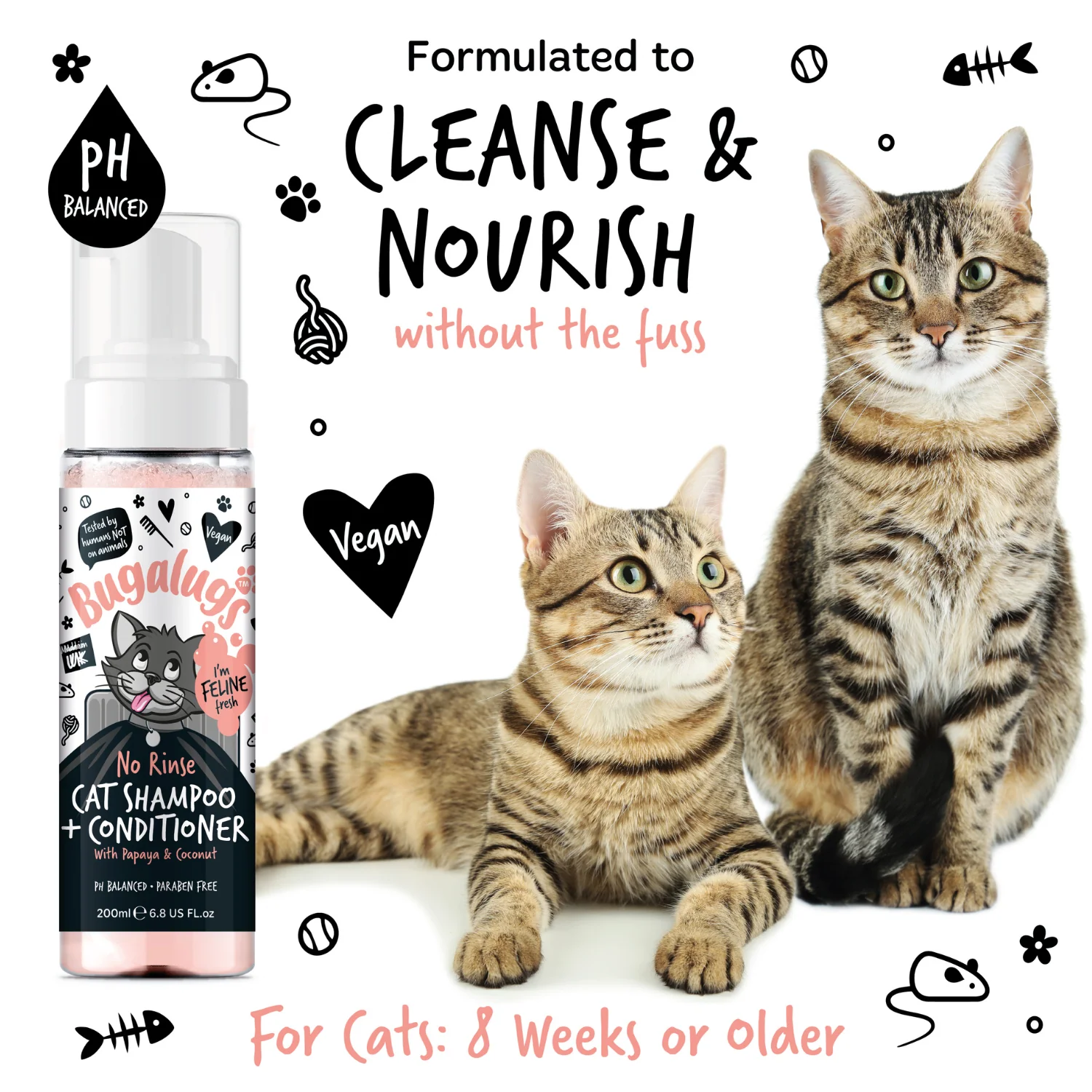 Papaya & Coconut No Rinse Cat Shampoo & Conditioner - Image 6