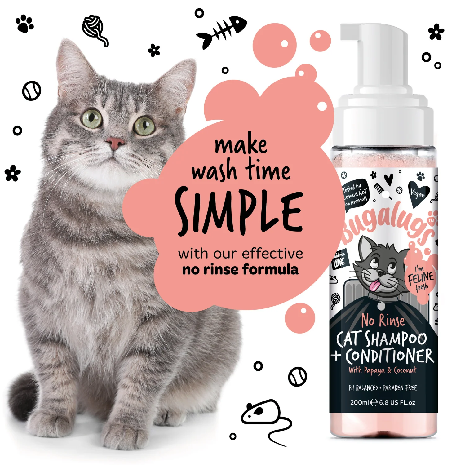 Papaya & Coconut No Rinse Cat Shampoo & Conditioner - Image 7