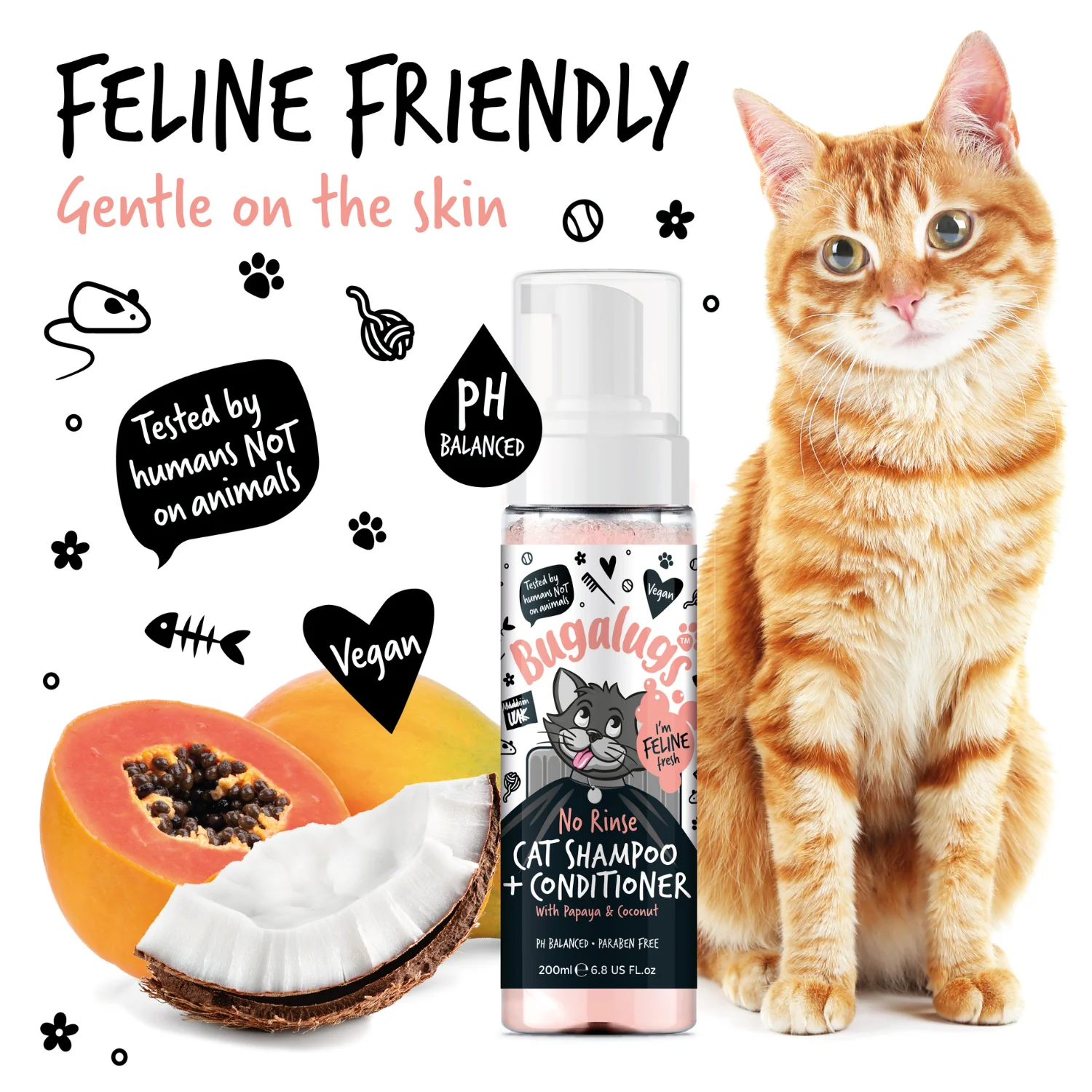 Papaya & Coconut No Rinse Cat Shampoo & Conditioner - Image 8
